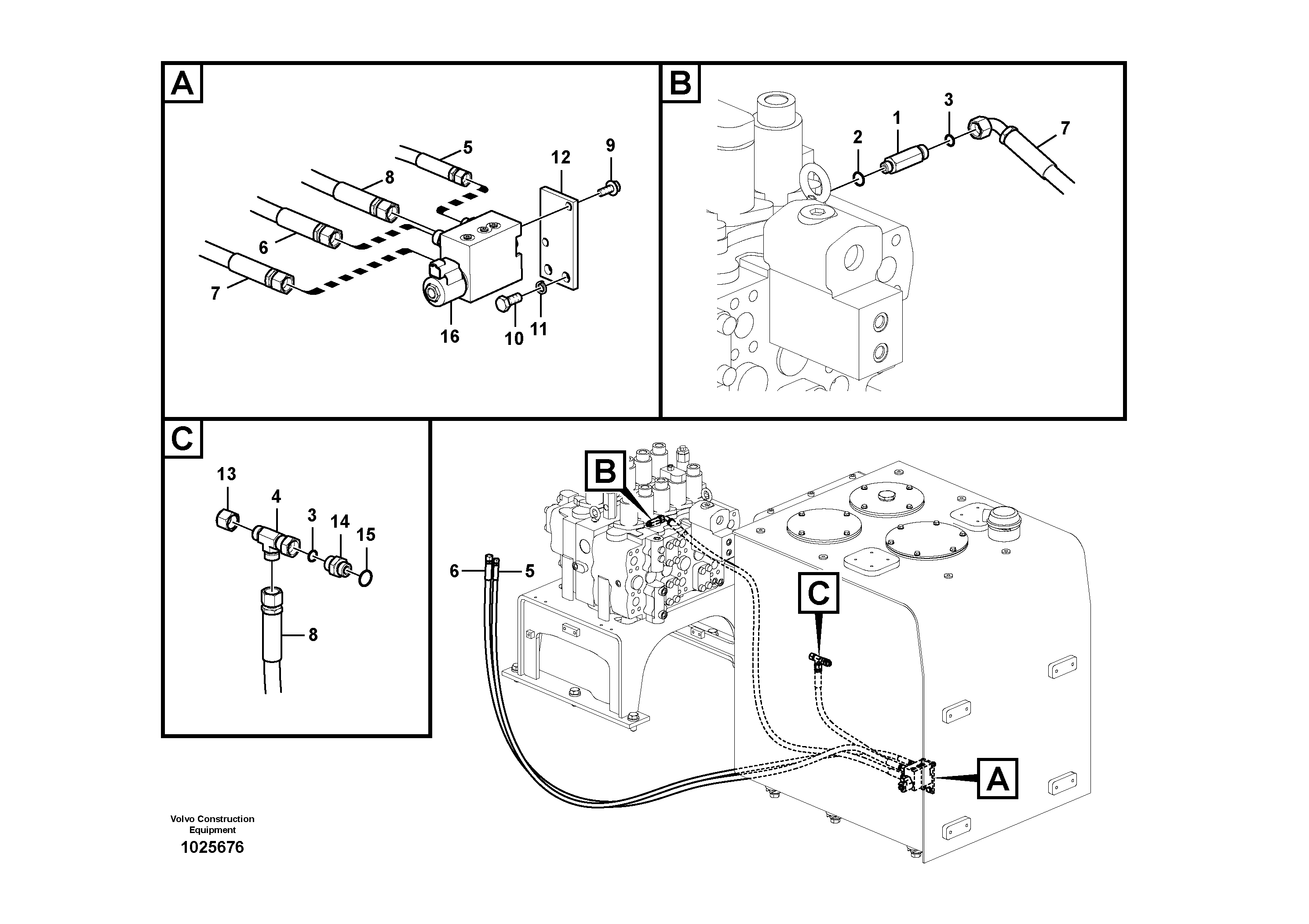 Схема запчастей Volvo EC700C - 42219 Working hydraulic, quick fit on upper frame EC700C