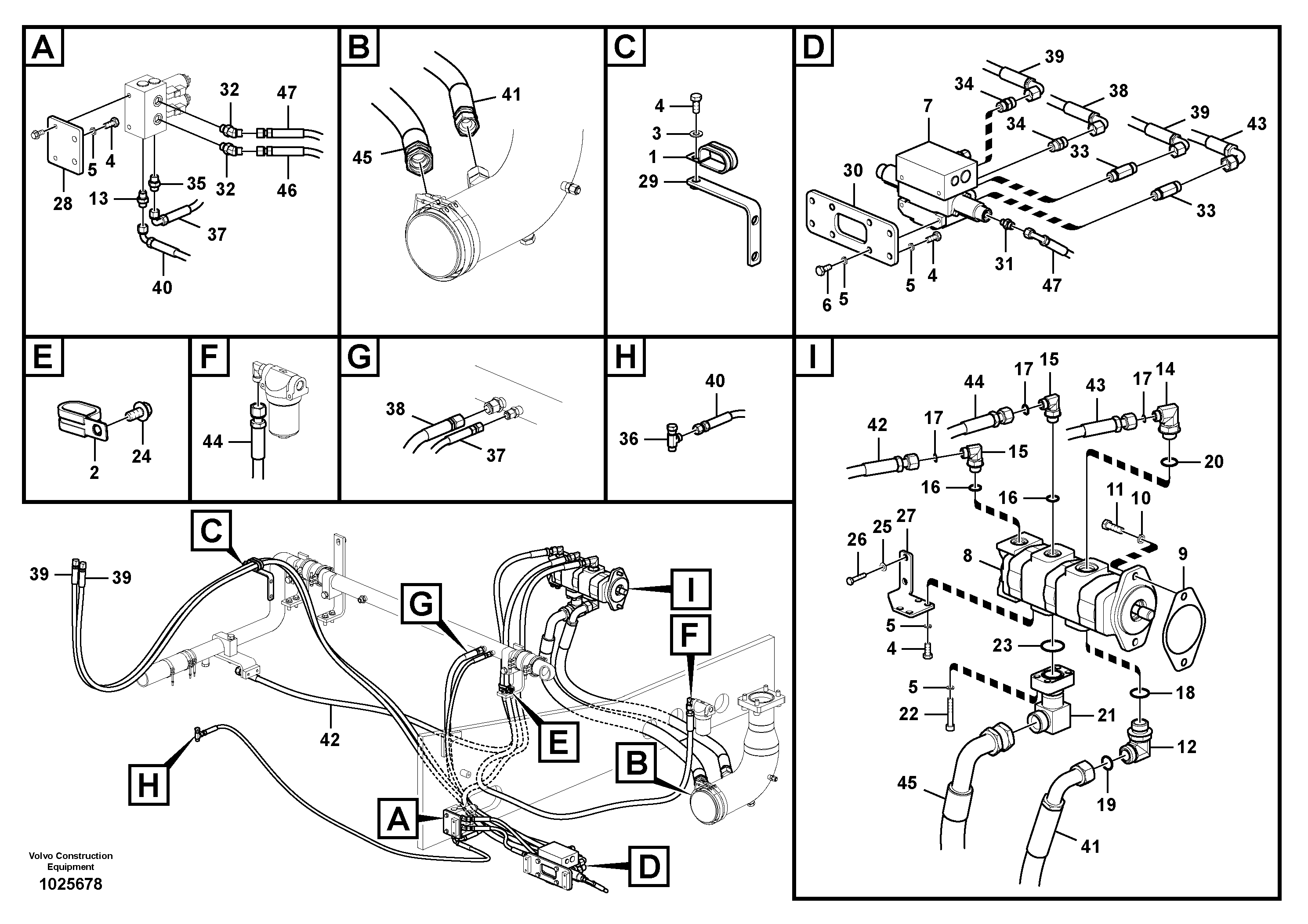 Схема запчастей Volvo EC700C - 95455 Working hydraulic, slope and rotator on upper frame EC700C
