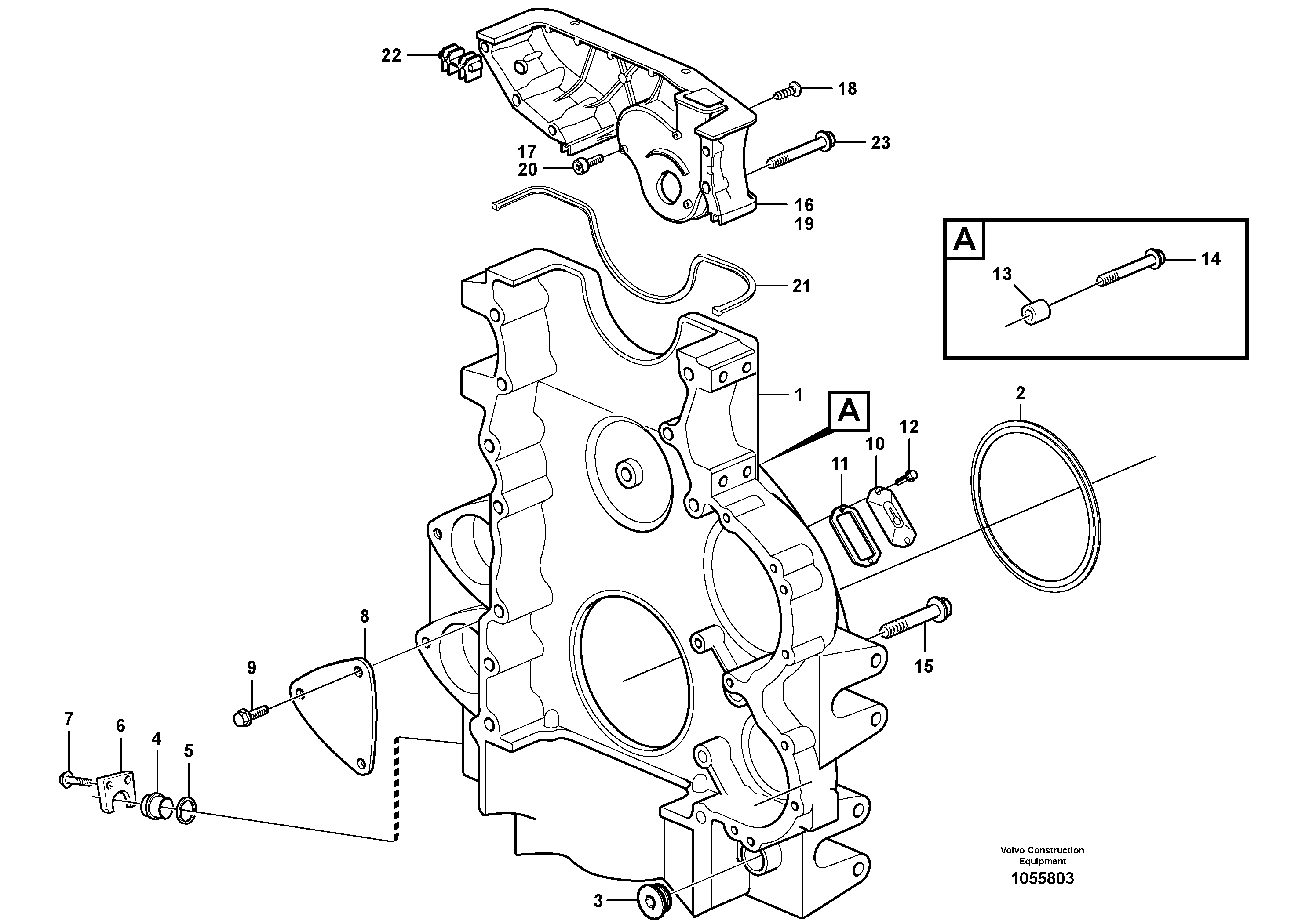 Схема запчастей Volvo EC700C - 37802 Картер маховика EC700C