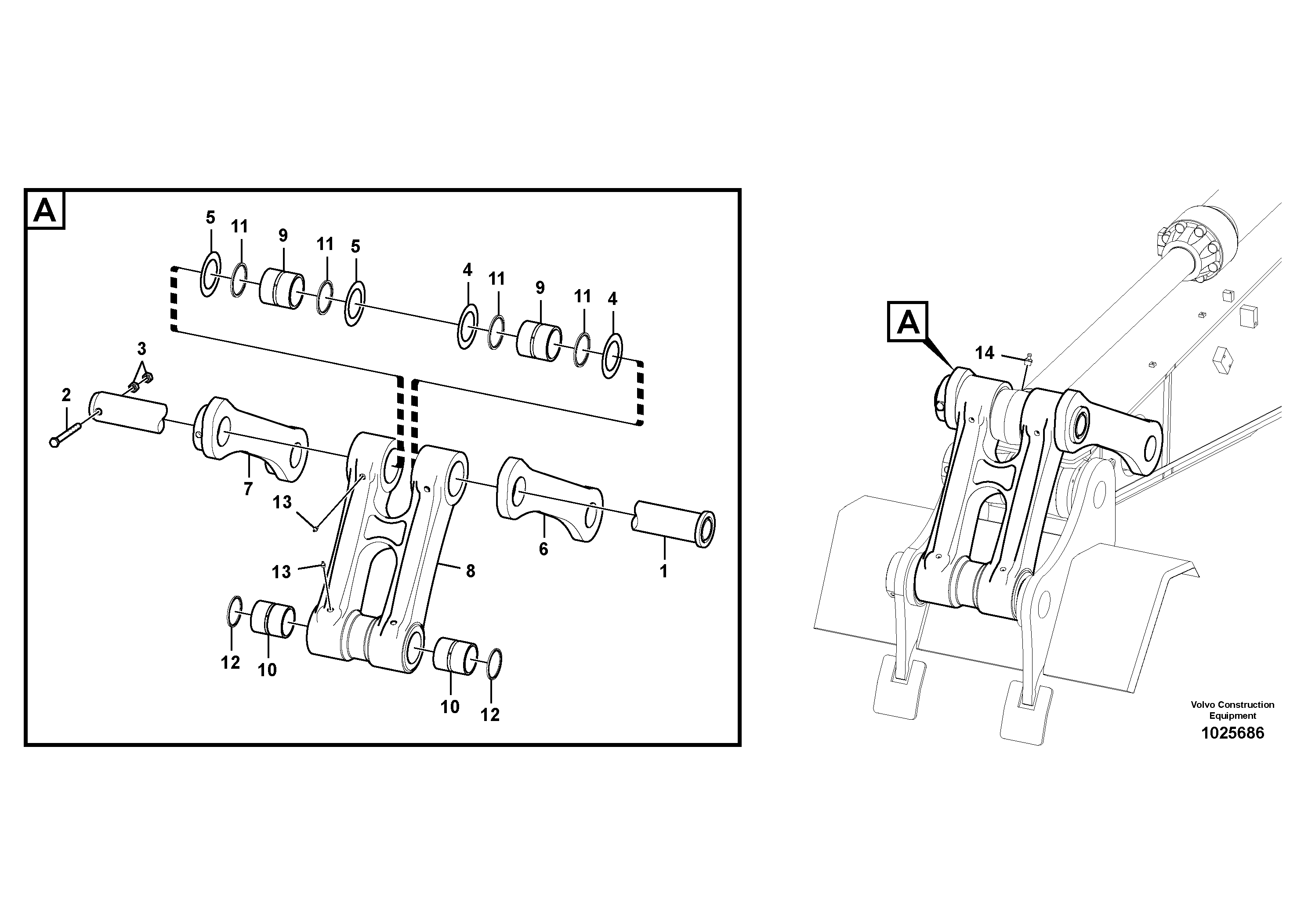 Схема запчастей Volvo EC700C - 31674 Links to connecting rod EC700C