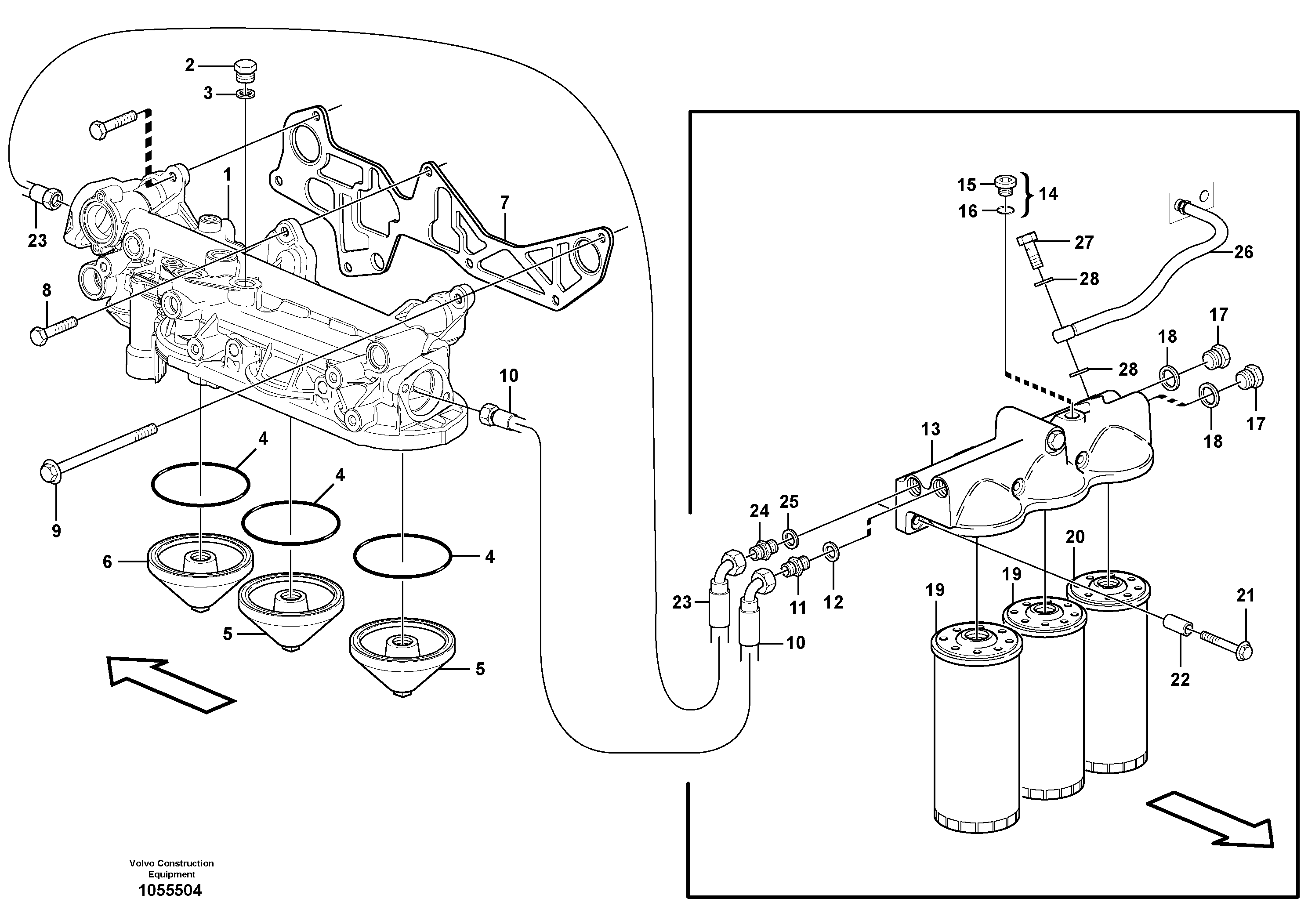 Схема запчастей Volvo EC700C - 4755 Oil filter with fitting parts EC700C