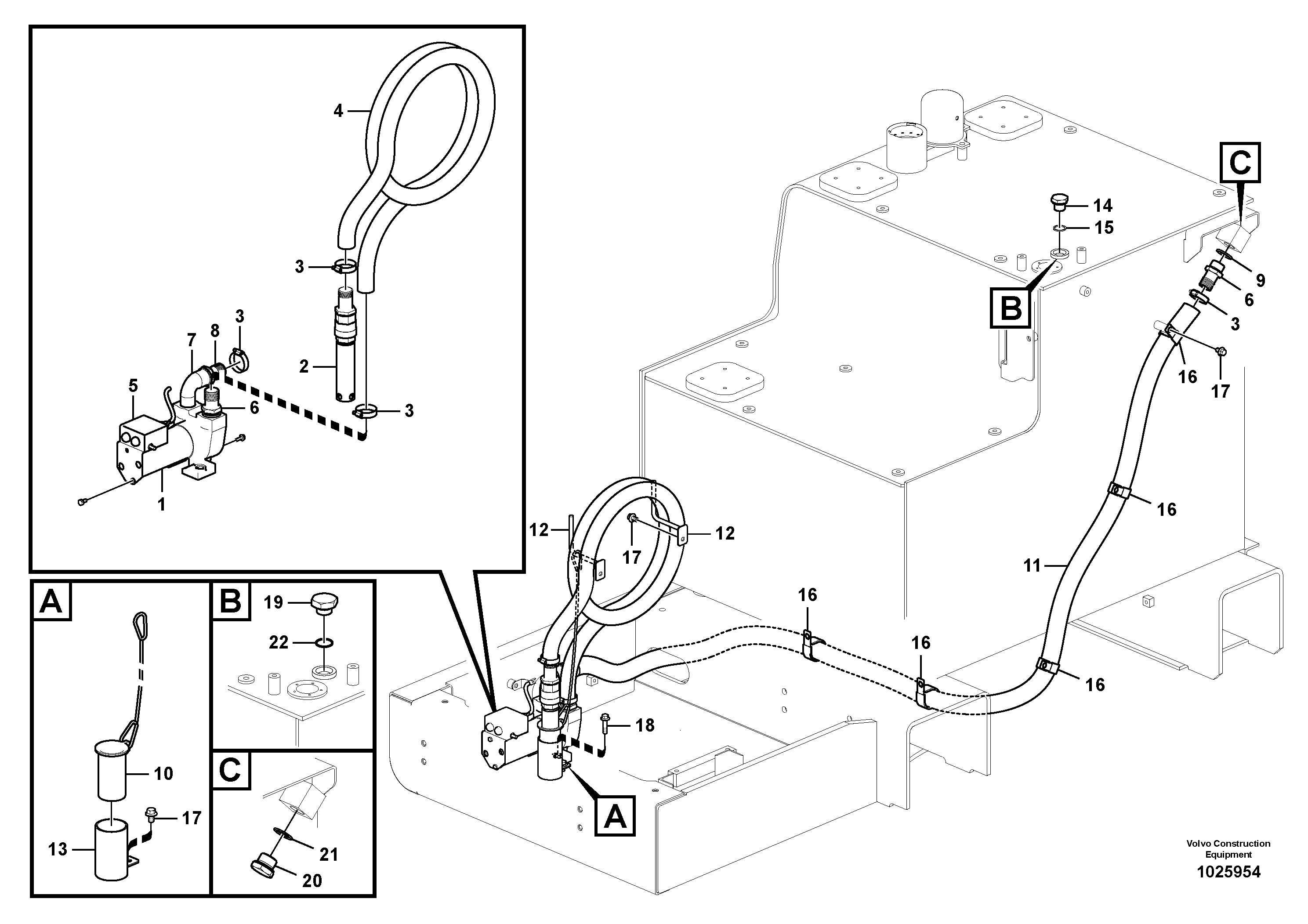 Схема запчастей Volvo EC700C - 84277 Fuel filling pump with assembling details EC700C