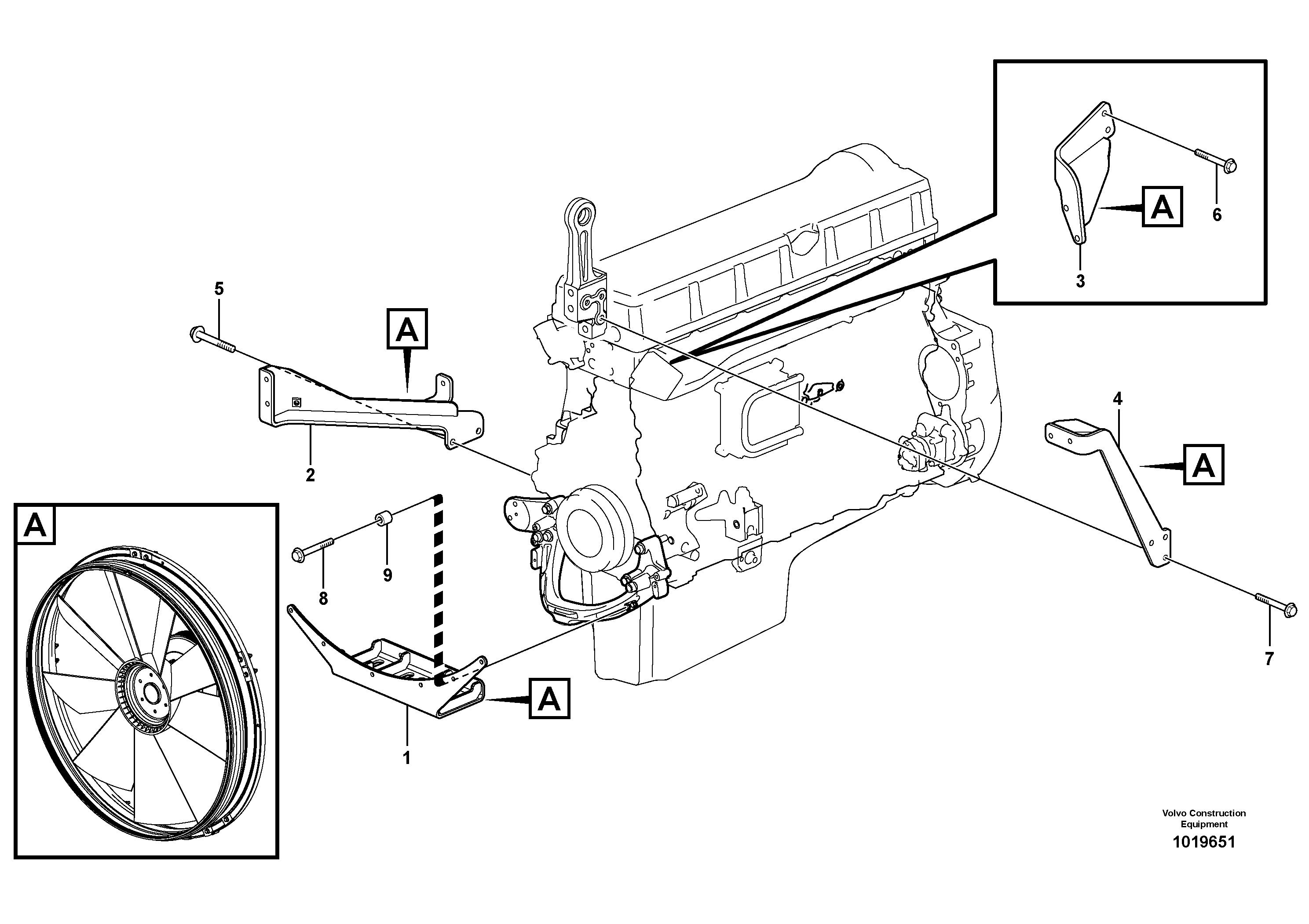 Схема запчастей Volvo EC700C - 41483 Cooling fan mounting EC700C