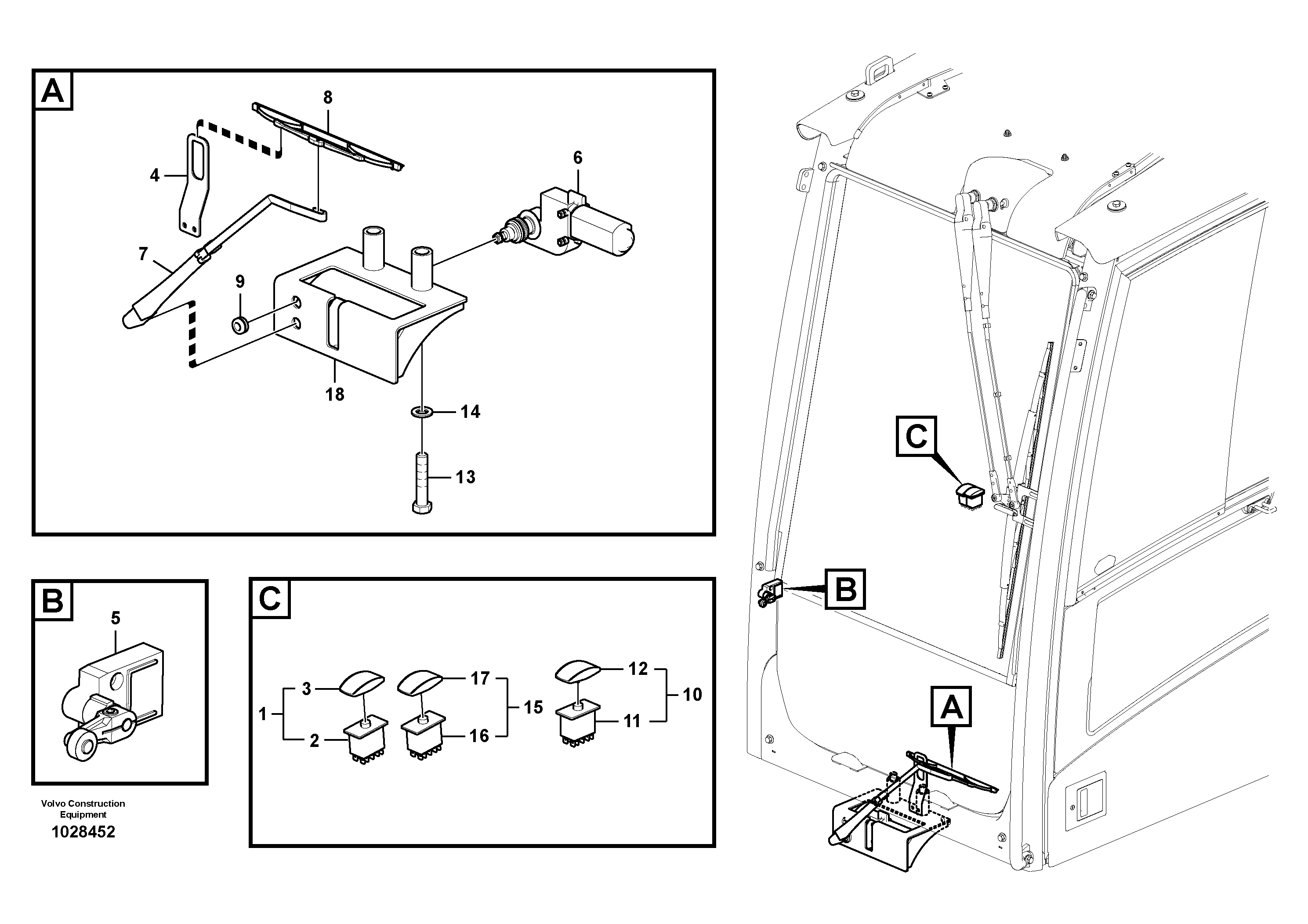 Схема запчастей Volvo EC700C - 12358 Lower wiper EC700C