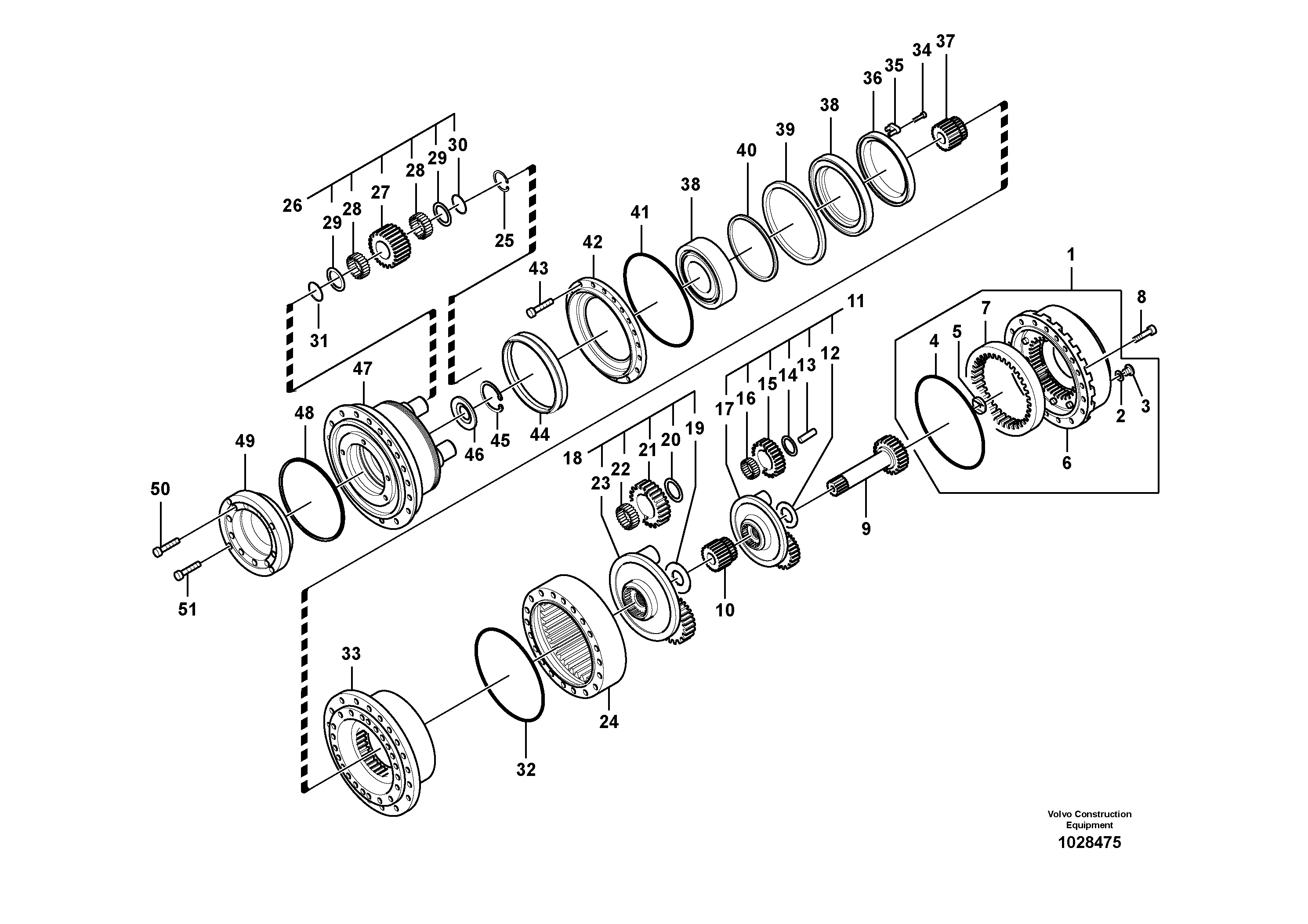 Схема запчастей Volvo EC700C - 106613 Travel gearbox EC700C