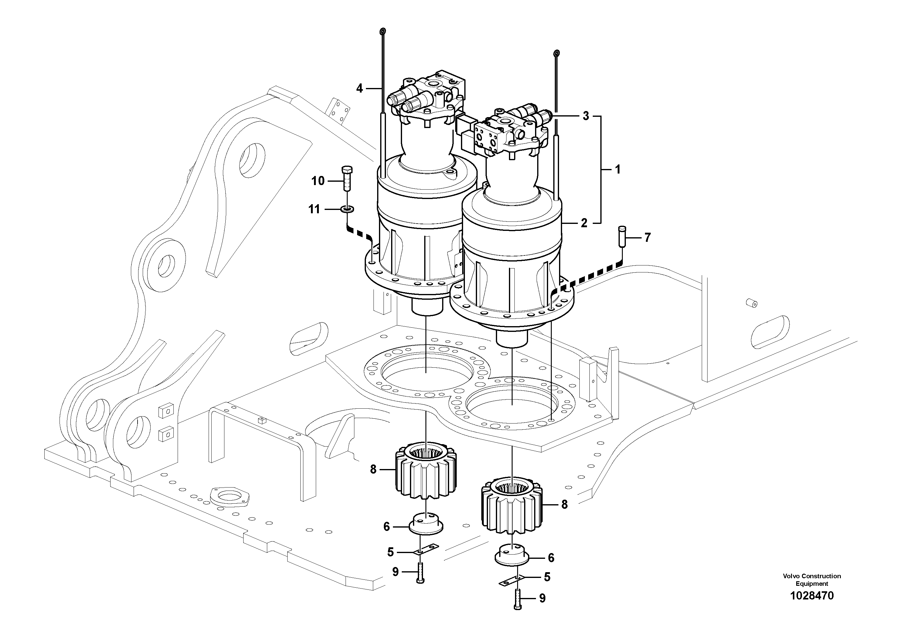 Схема запчастей Volvo EC700C - 74001 Swing motor with mounting parts EC700C