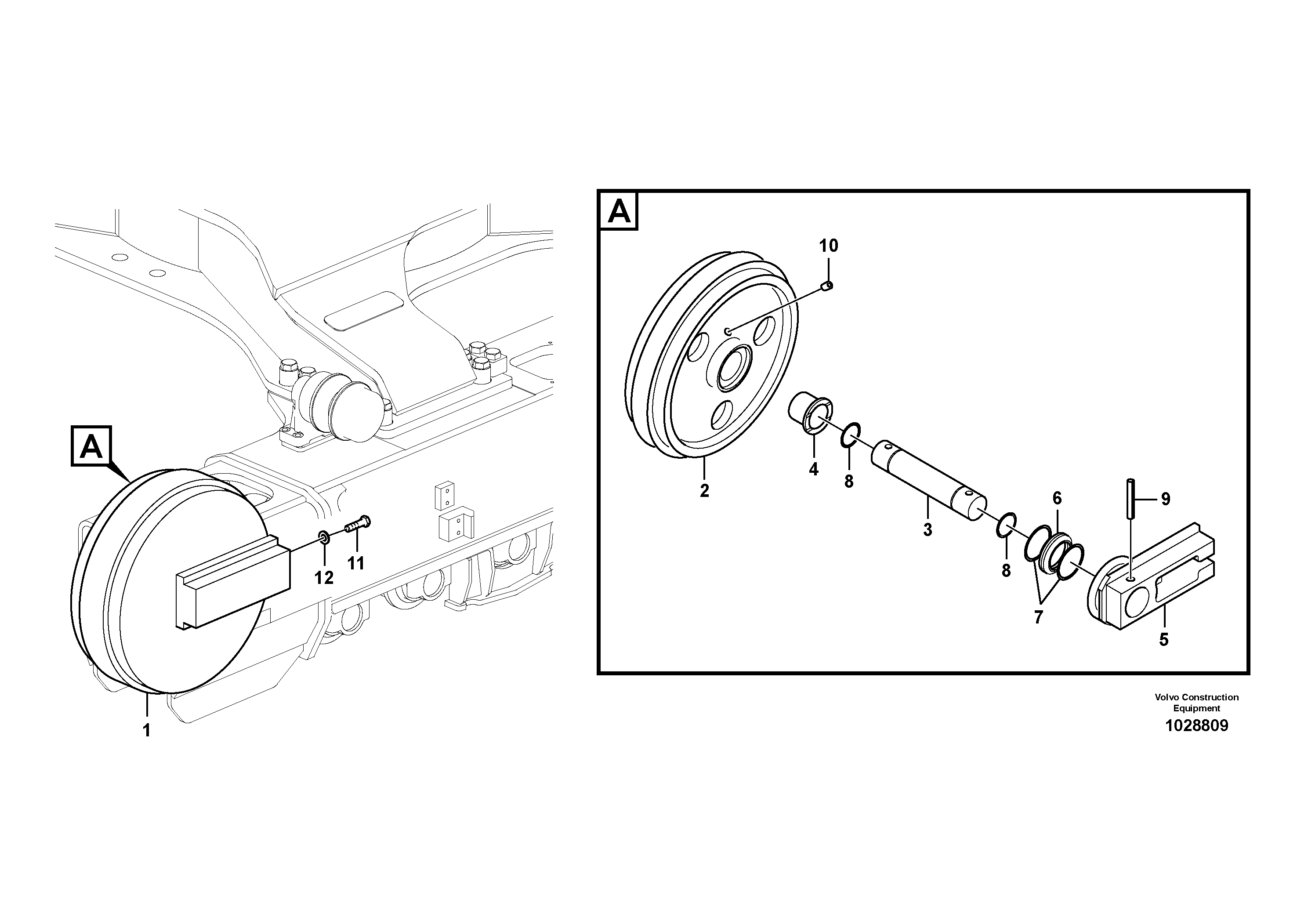 Схема запчастей Volvo EC700C - 11753 Ленивец (Направляющее колесо гусеницы), передний EC700C