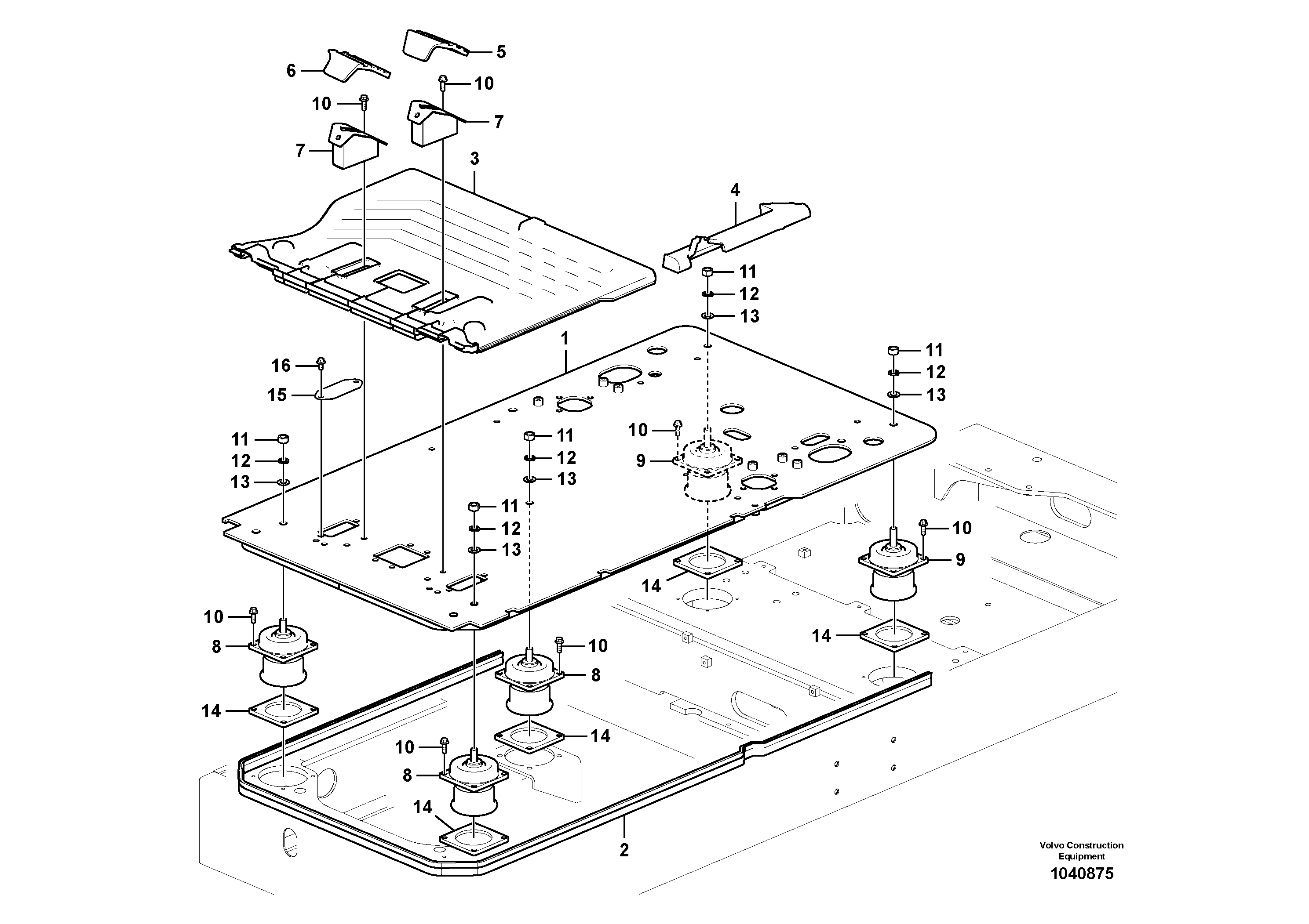 Схема запчастей Volvo EC700C - 91176 Cabin floor EC700C