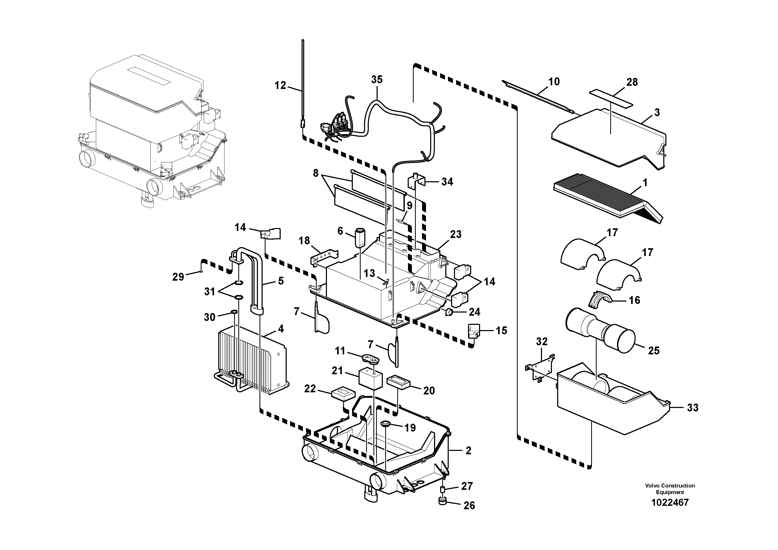Схема запчастей Volvo EC700C - 92210 Air conditioning unit, cooling and heater EC700C
