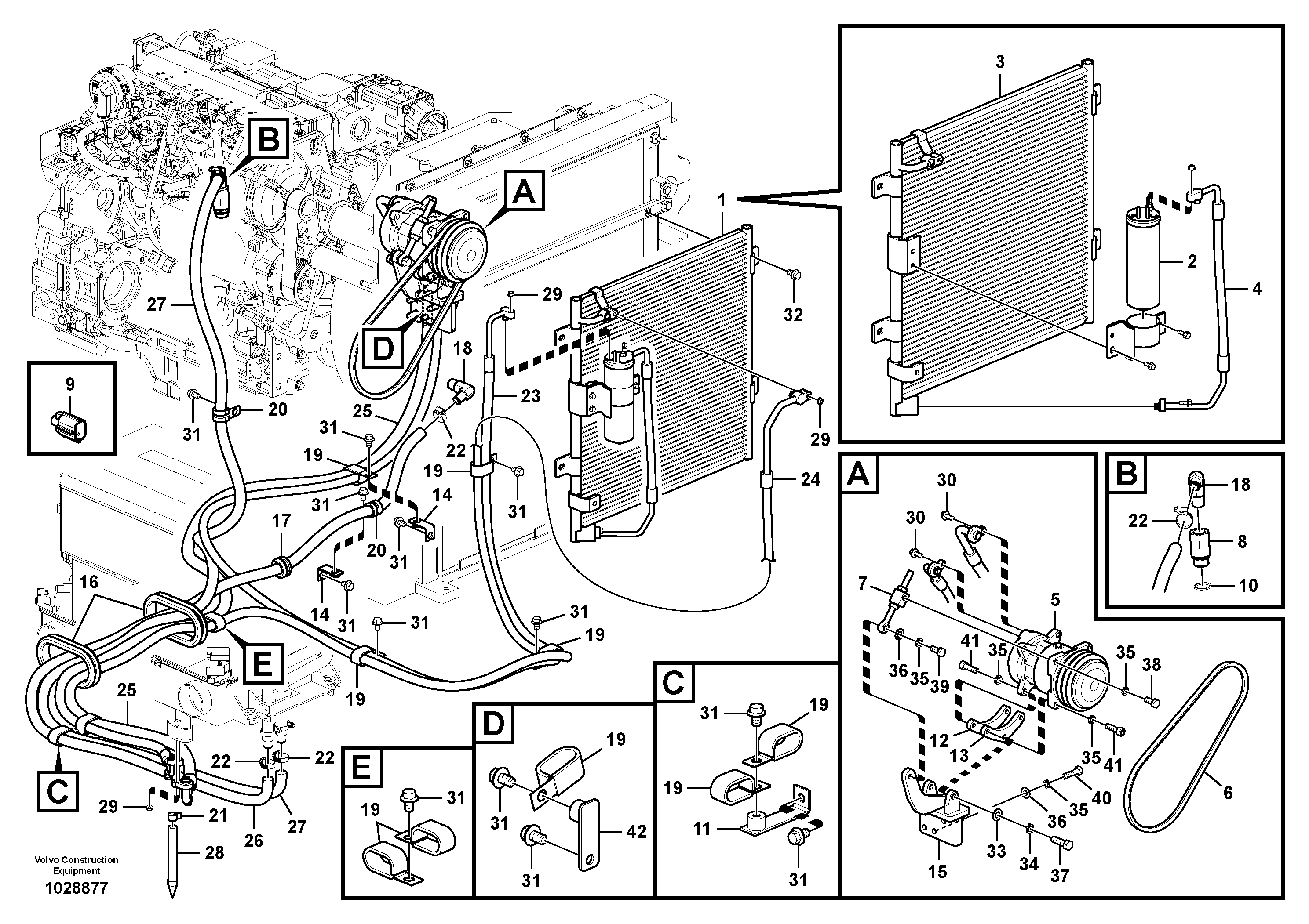 Схема запчастей Volvo EC140C - 78601 Air conditioning line, cooling and heater EC140C