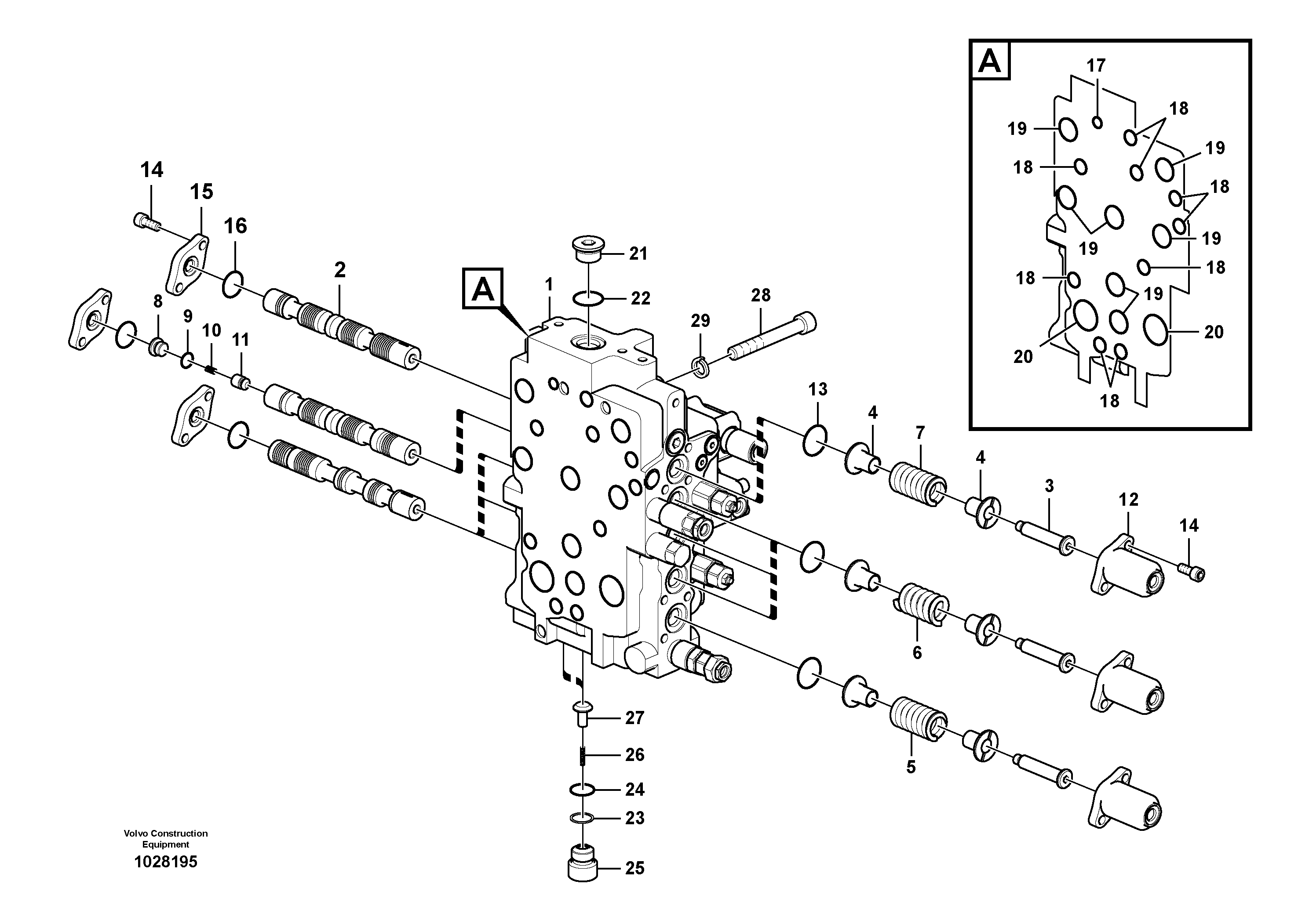 Схема запчастей Volvo EC140C - 59086 Гидрораспределитель (главный управляющий клапан) EC140C