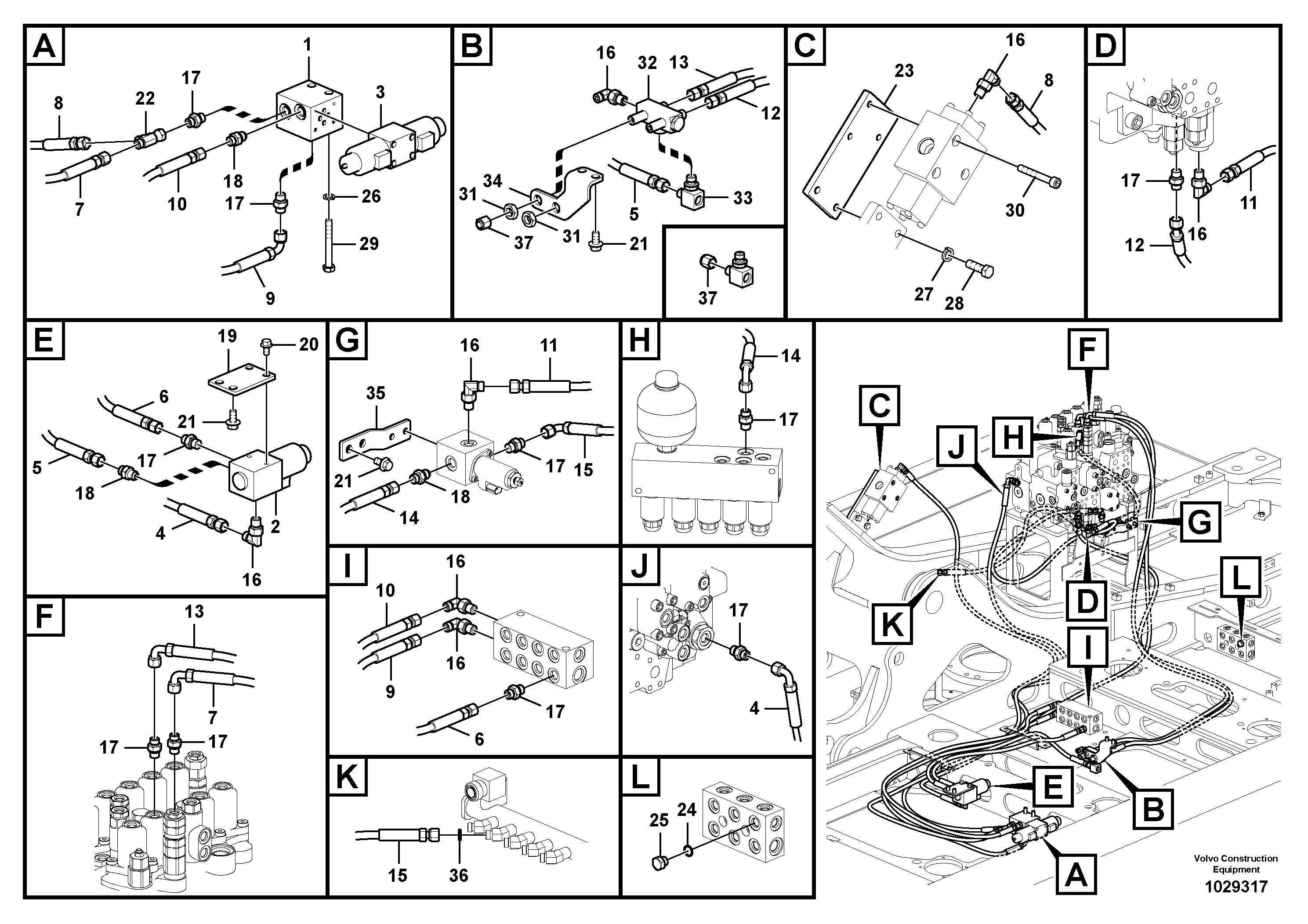 Схема запчастей Volvo EC140C - 32526 Servo system, hammer and shear EC140C