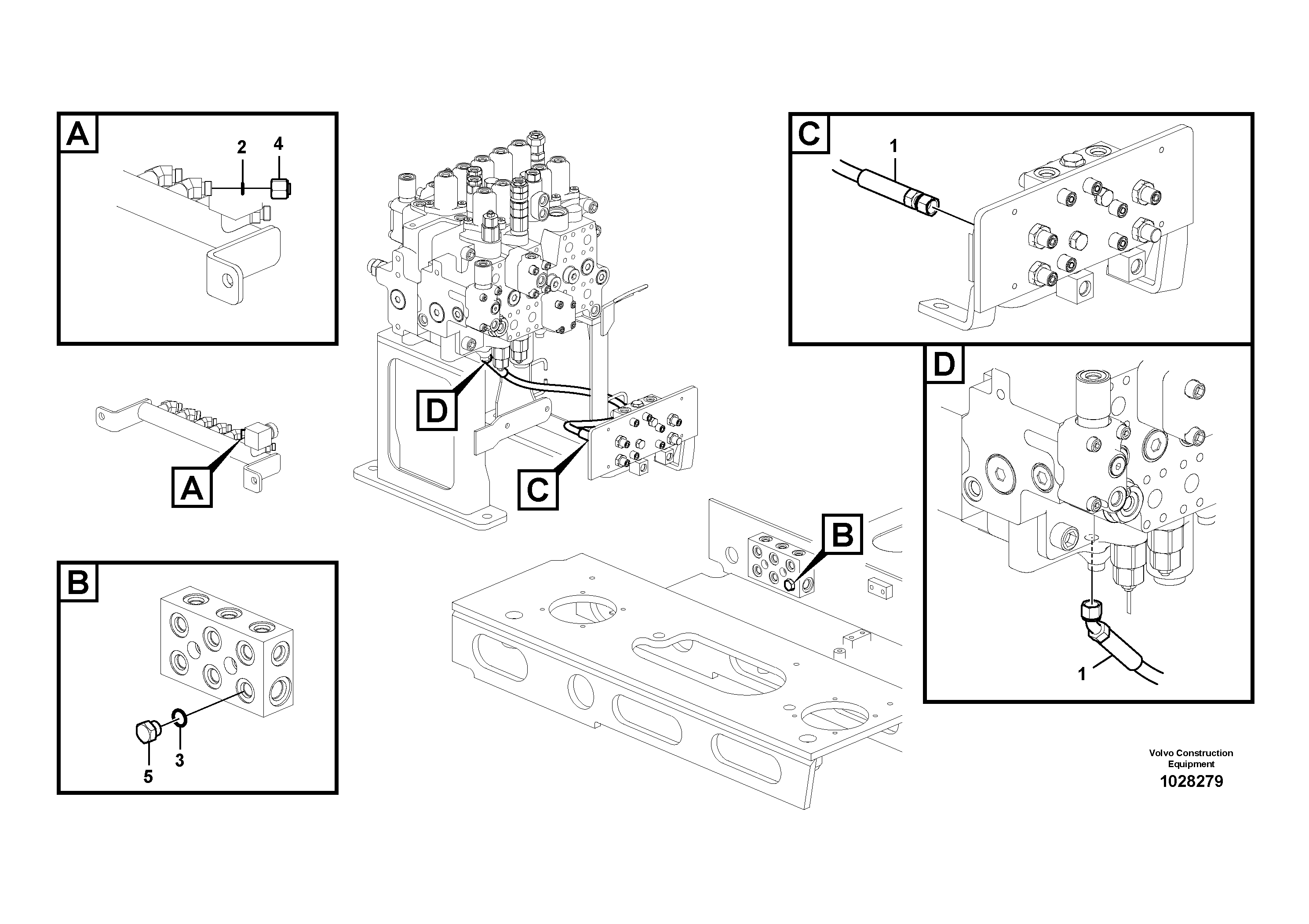 Схема запчастей Volvo EC140C - 57959 Servo system, control valve to solenoid valve EC140C