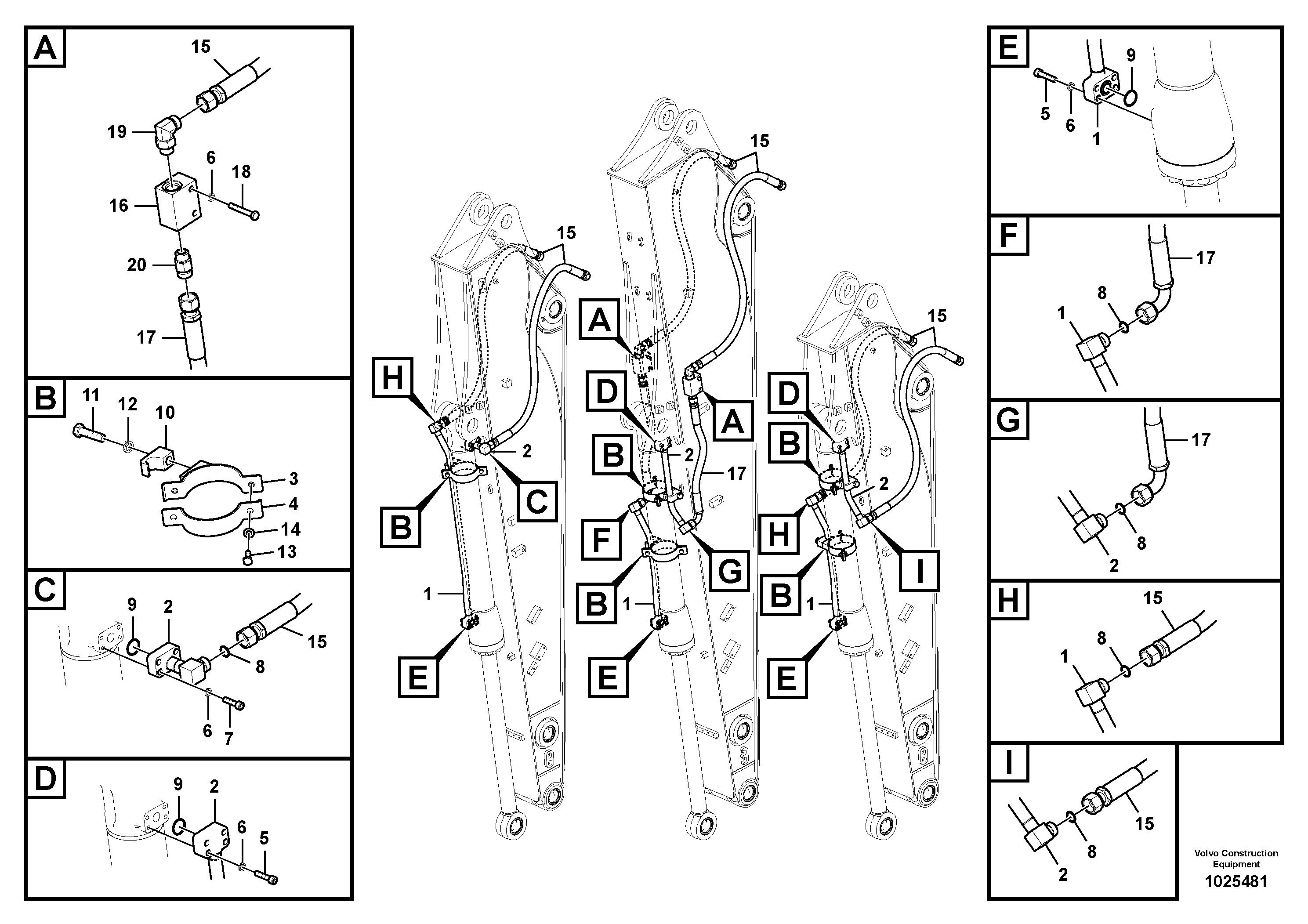 Схема запчастей Volvo EC140C - 57976 Working hydraulic, bucket cylinder on dipper arm EC140C