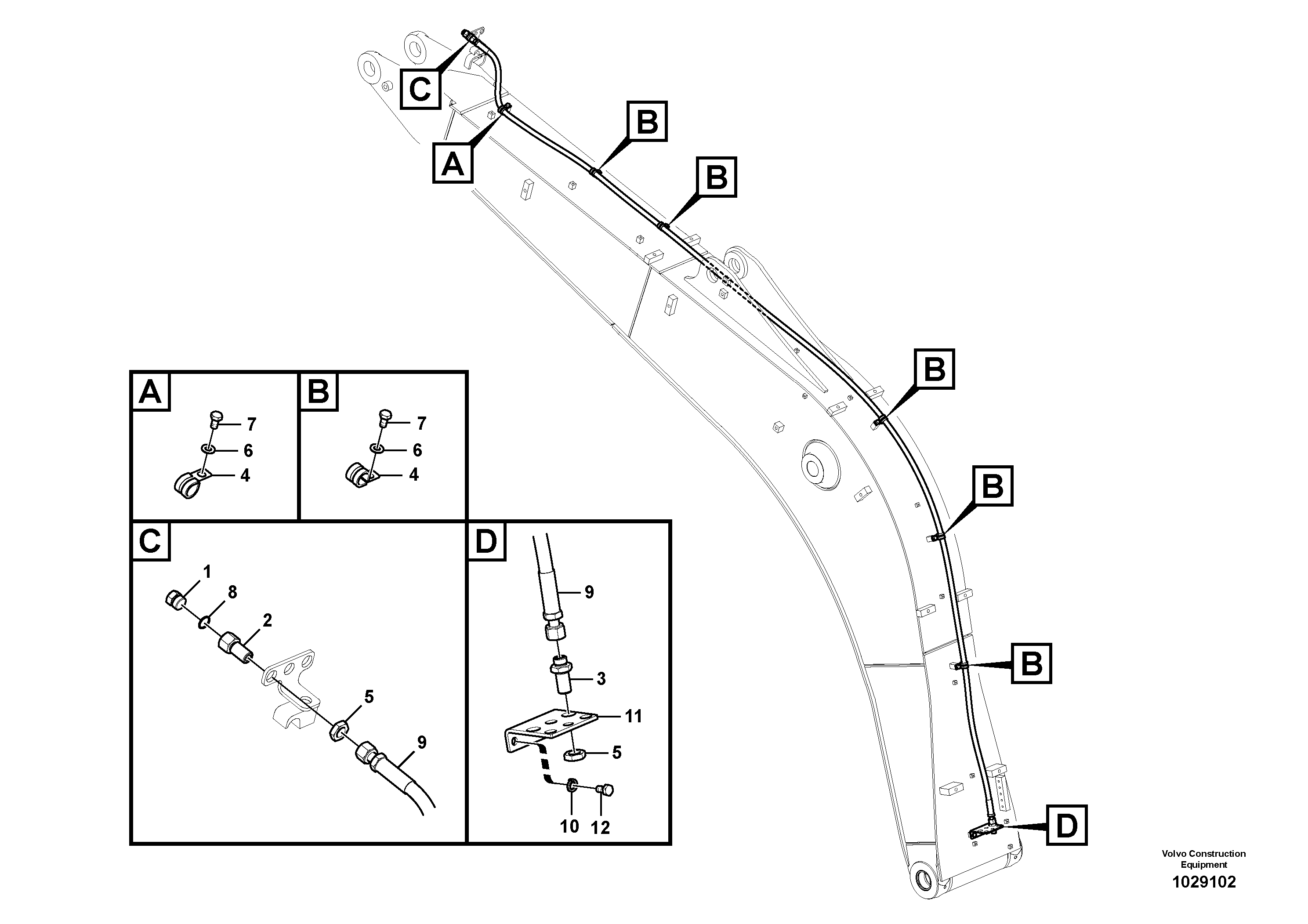 Схема запчастей Volvo EC140C - 83871 Working hydraulic, oil leak on boom EC140C