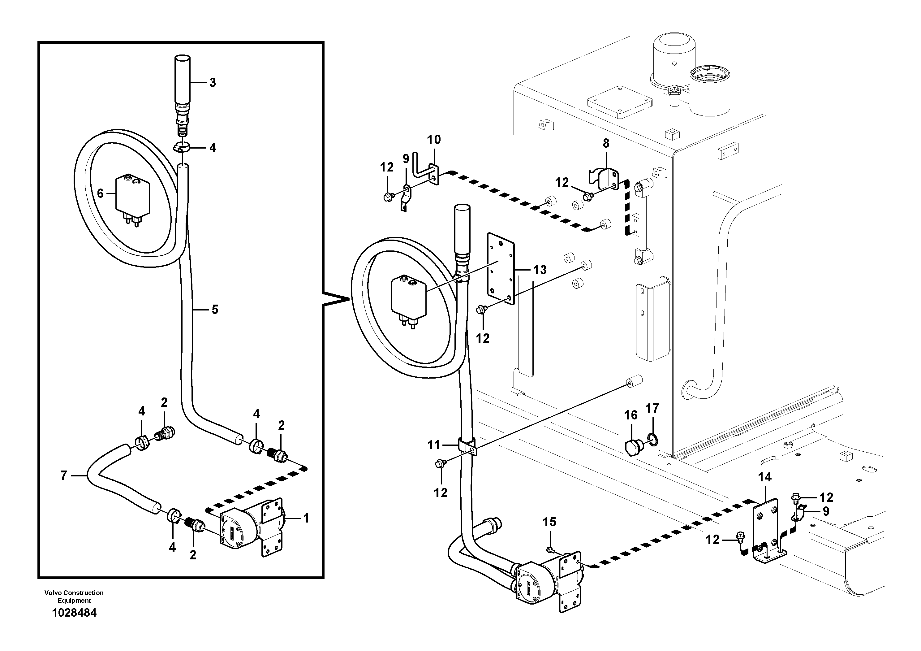 Схема запчастей Volvo EC140C - 55090 Fuel filling pump with assembling details EC140C