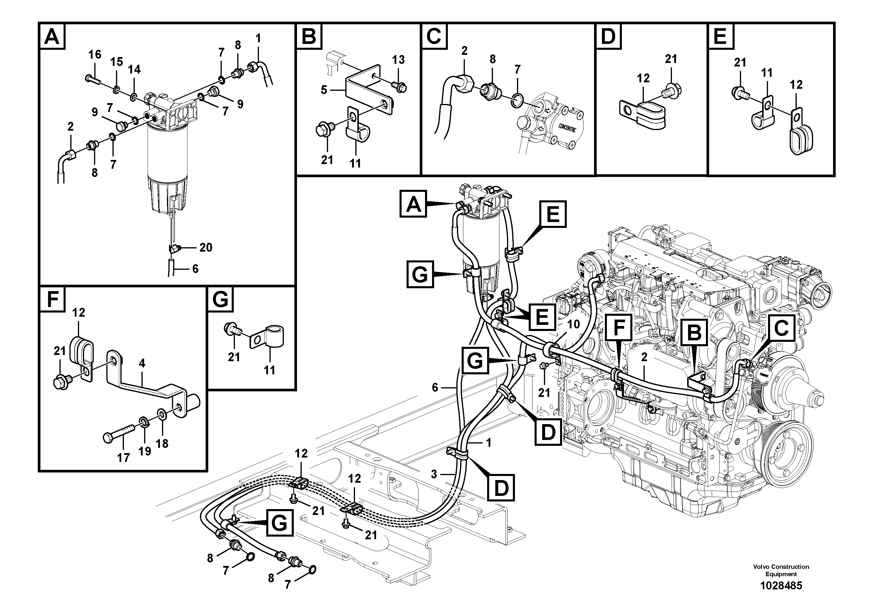 Схема запчастей Volvo EC140C - 51401 Fuel pipe - Fuel tank EC140C
