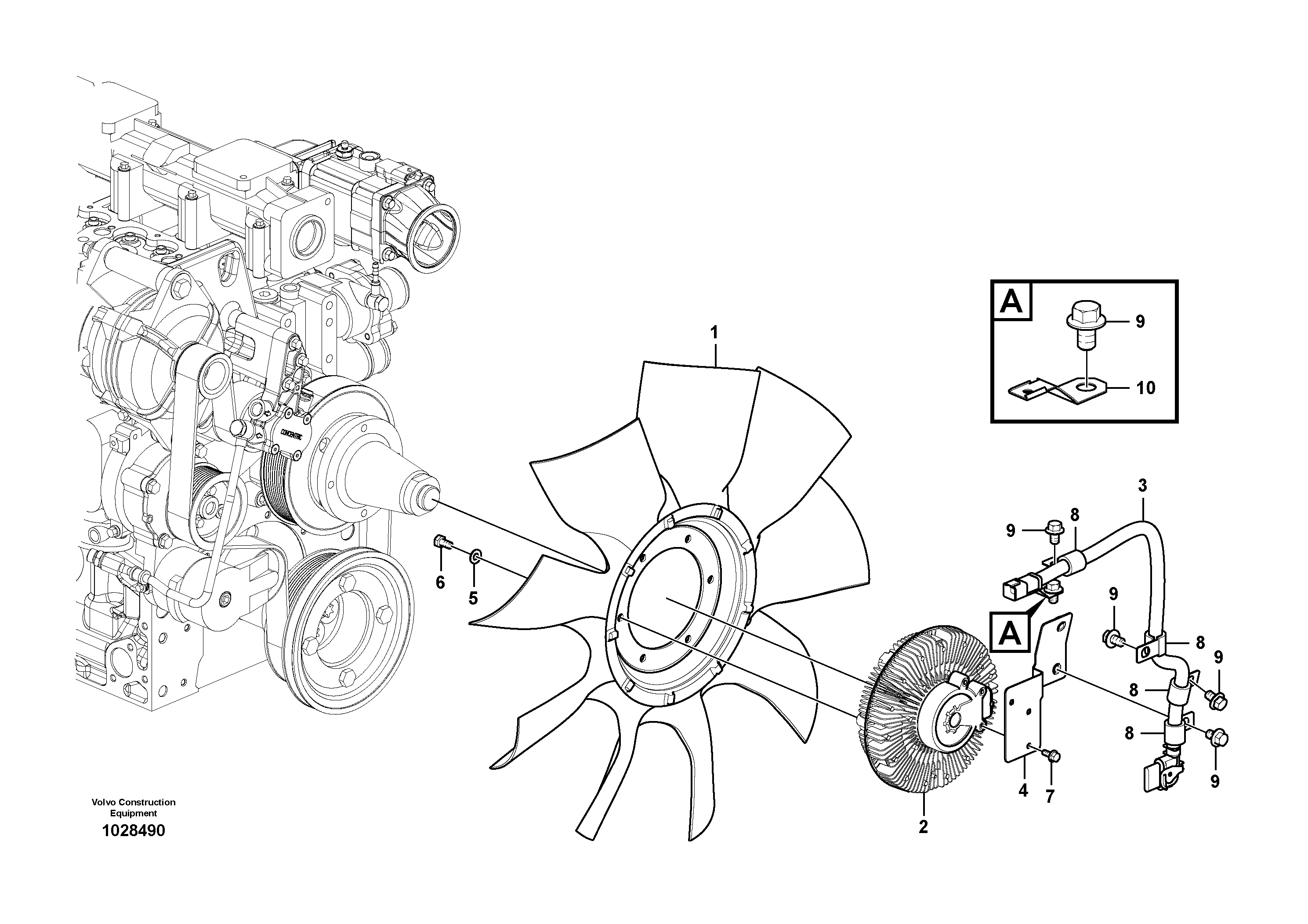Схема запчастей Volvo EC140C - 55100 Cooling fan mounting EC140C