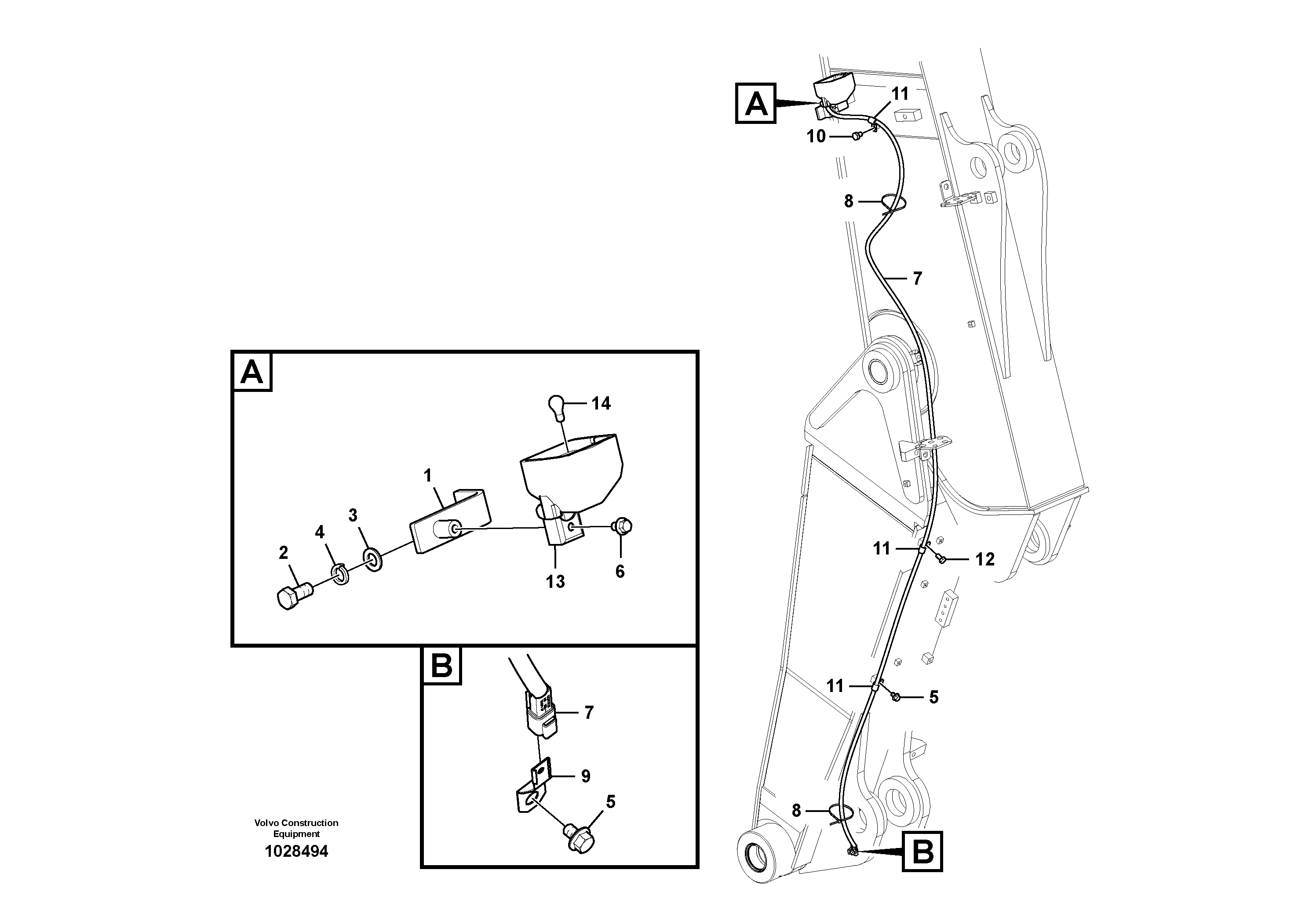 Схема запчастей Volvo EC140C - 55106 Working lamp on boom EC140C