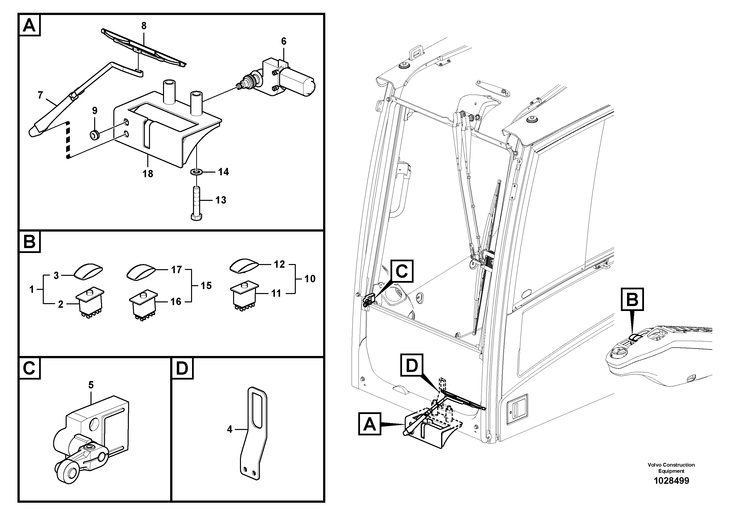 Схема запчастей Volvo EC140C - 55349 Lower wiper EC140C