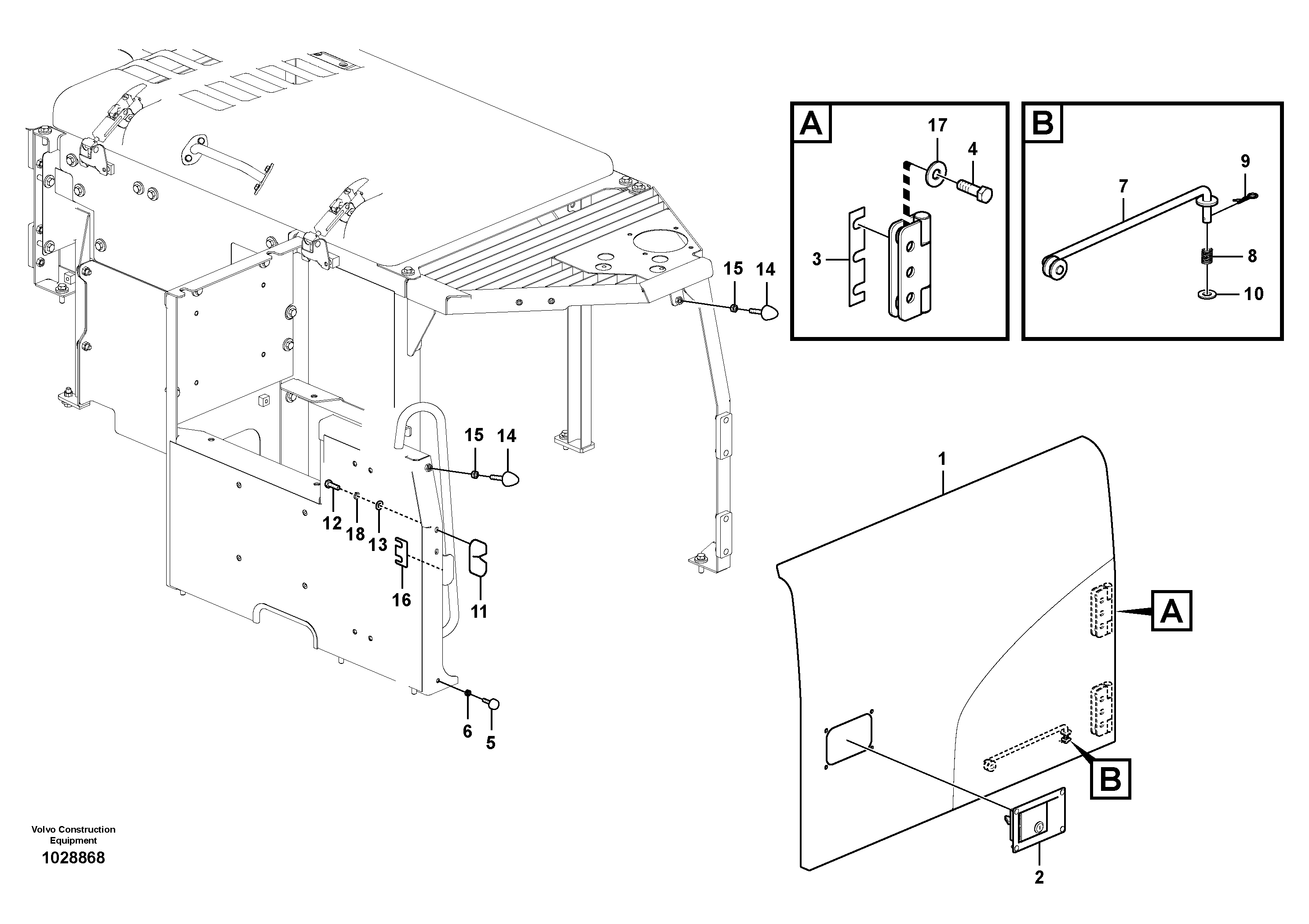 Схема запчастей Volvo EC140C - 79633 Door, side EC140C
