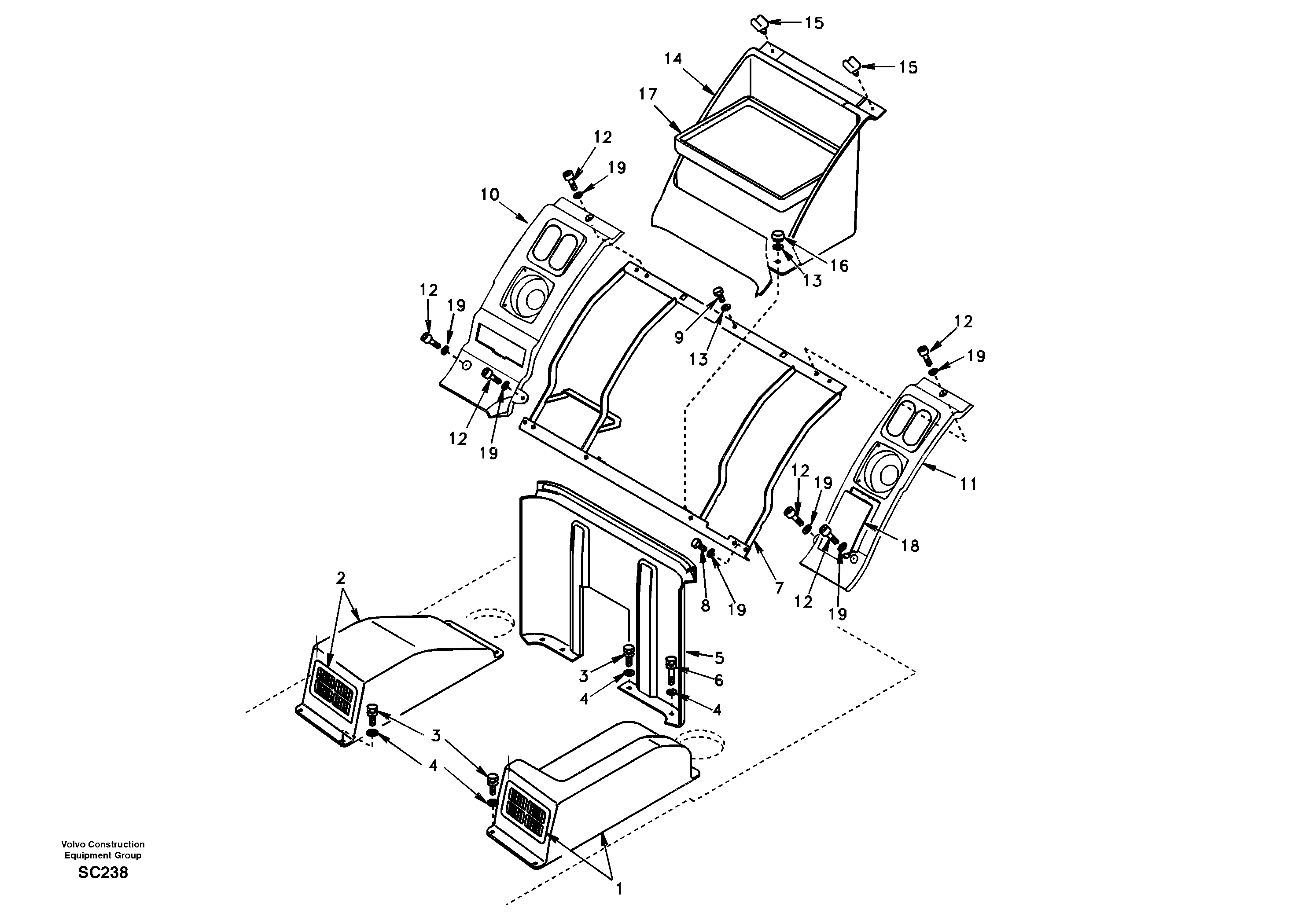 Схема запчастей Volvo EC140 - 46215 Instrument panel, radio panel 