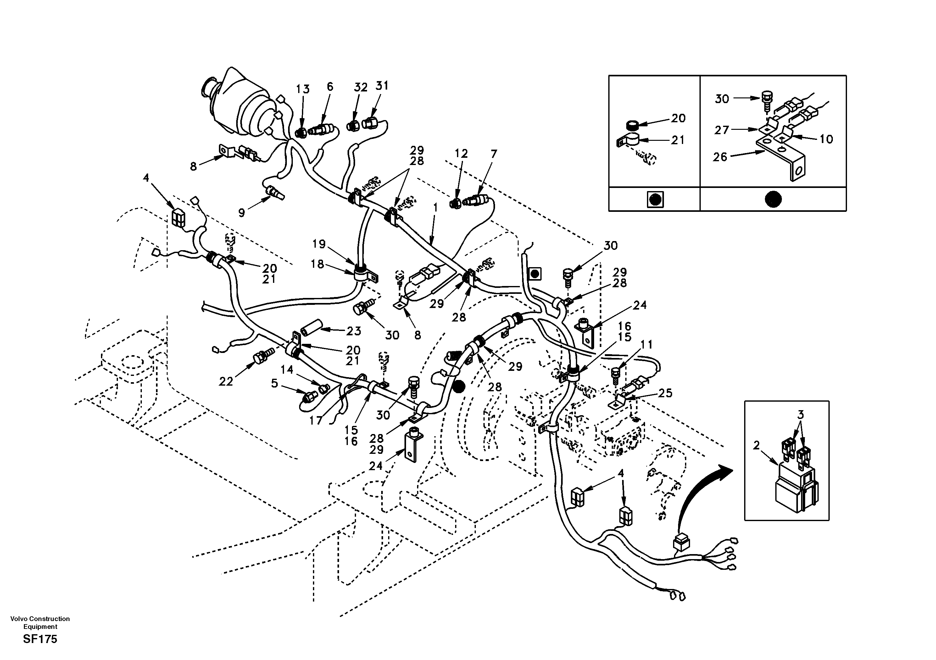 Схема запчастей Volvo EC460 - 43211 Cable harness, engine 