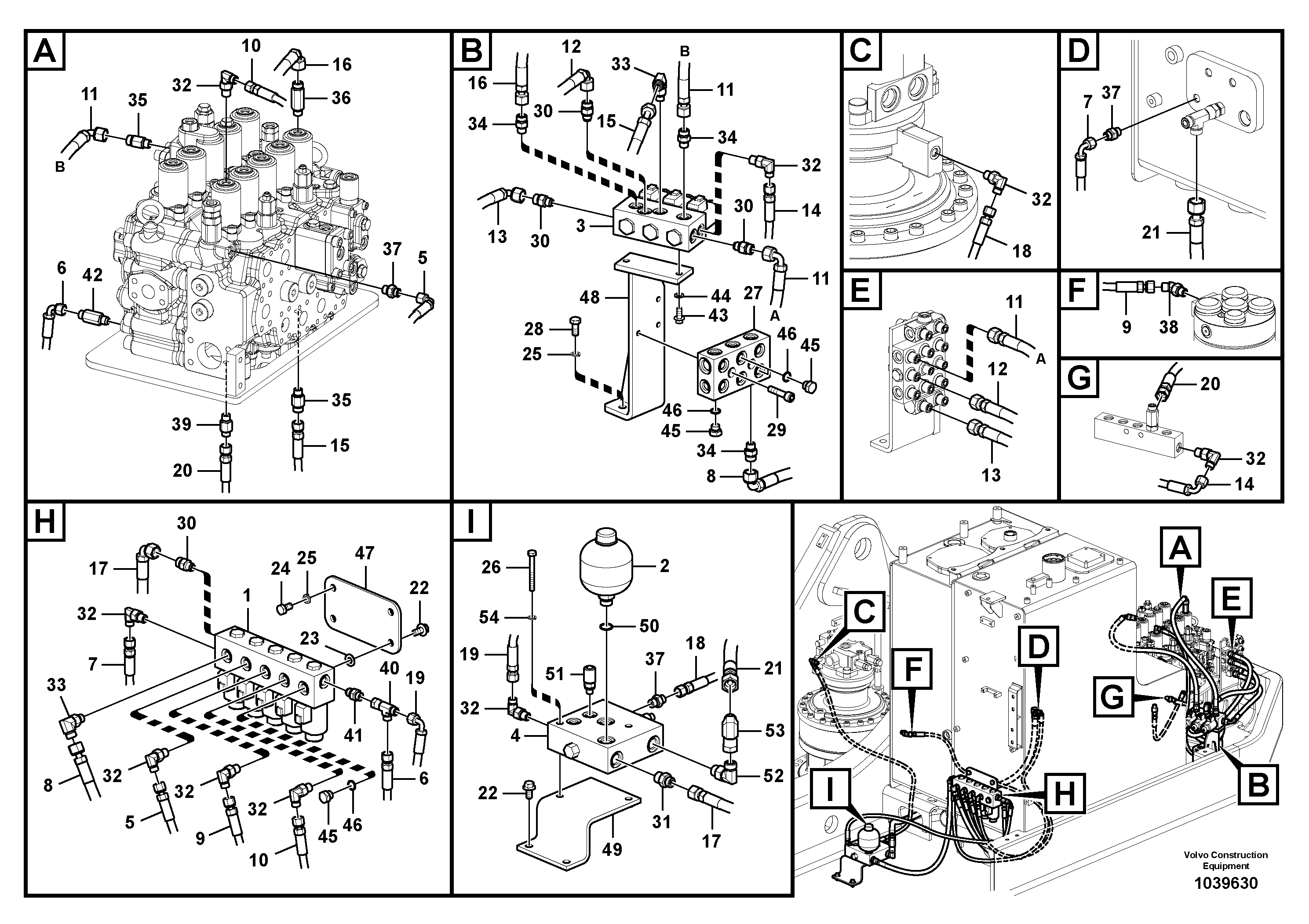 Схема запчастей Volvo ECR305C - 96487 Servo system, control valve to solenoid valve ECR305C