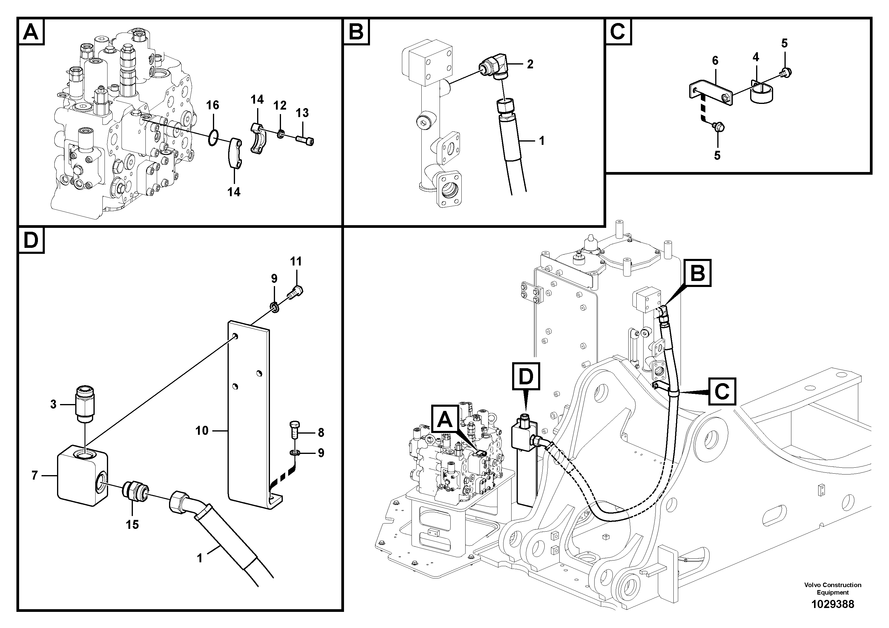 Схема запчастей Volvo ECR305C - 66678 Working hydraulic, hammer and shear for 1st pump flow ECR305C