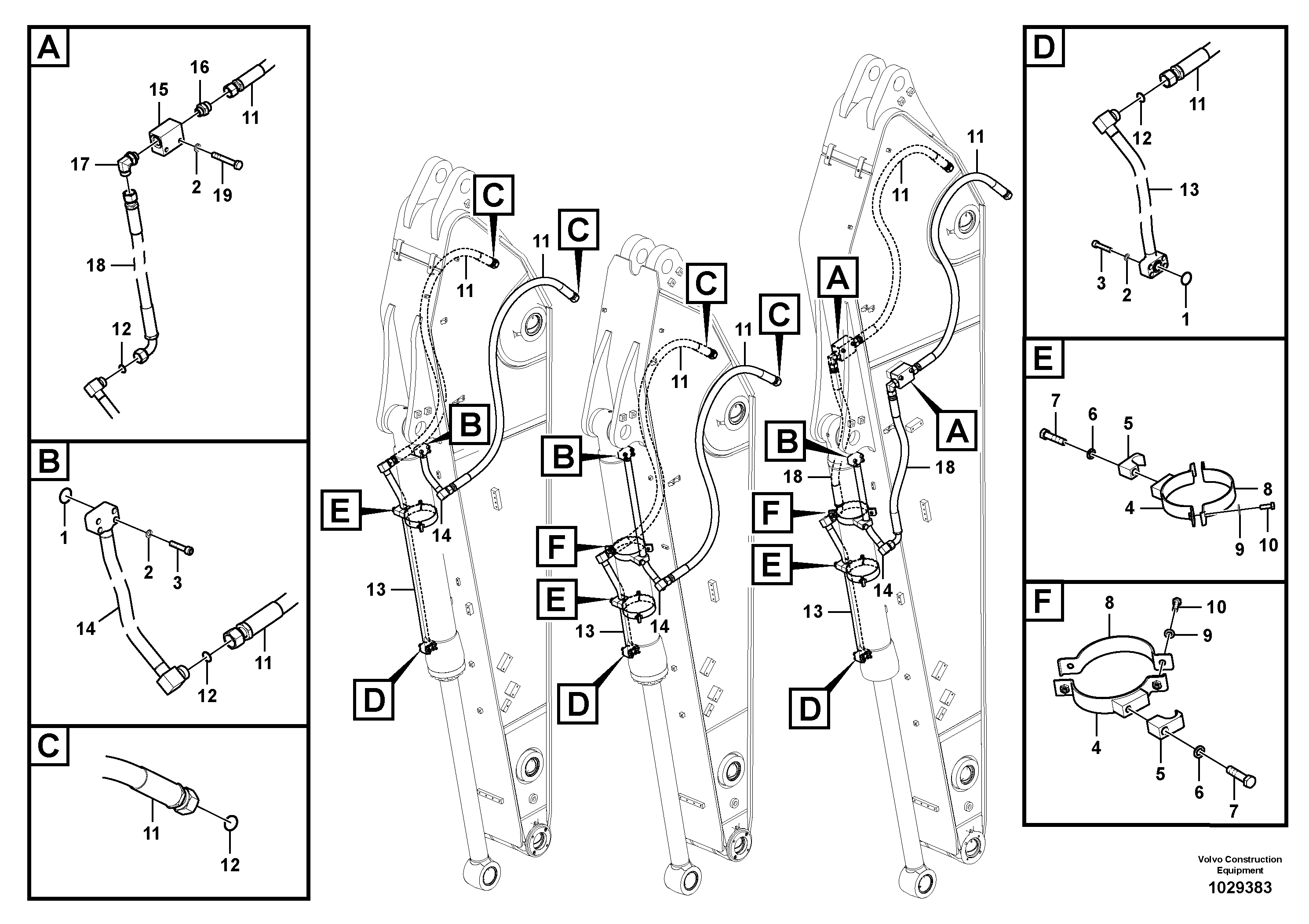 Схема запчастей Volvo ECR305C - 751 Working hydraulic, bucket cylinder on dipper arm ECR305C