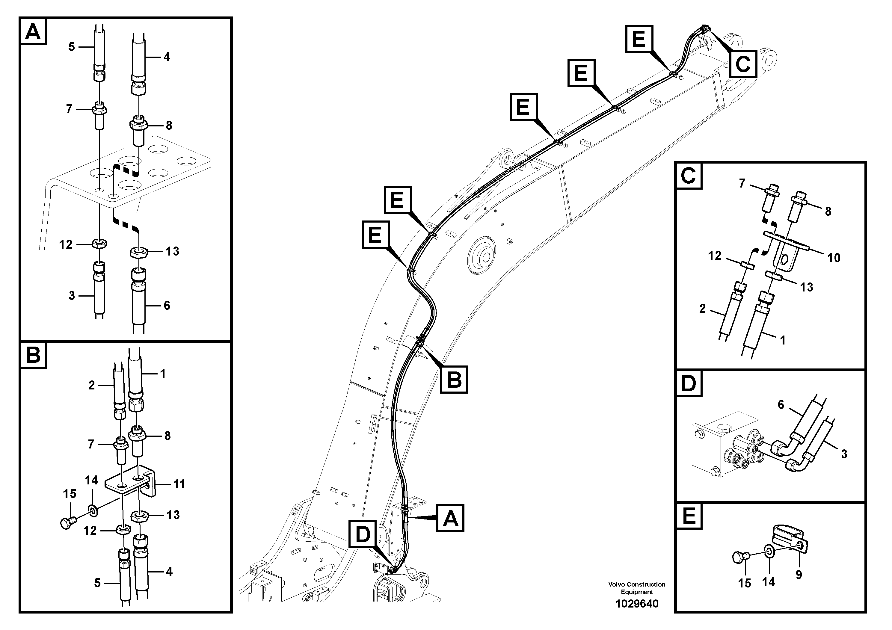 Схема запчастей Volvo ECR305C - 51701 Working hydraulic, quick fit on boom ECR305C