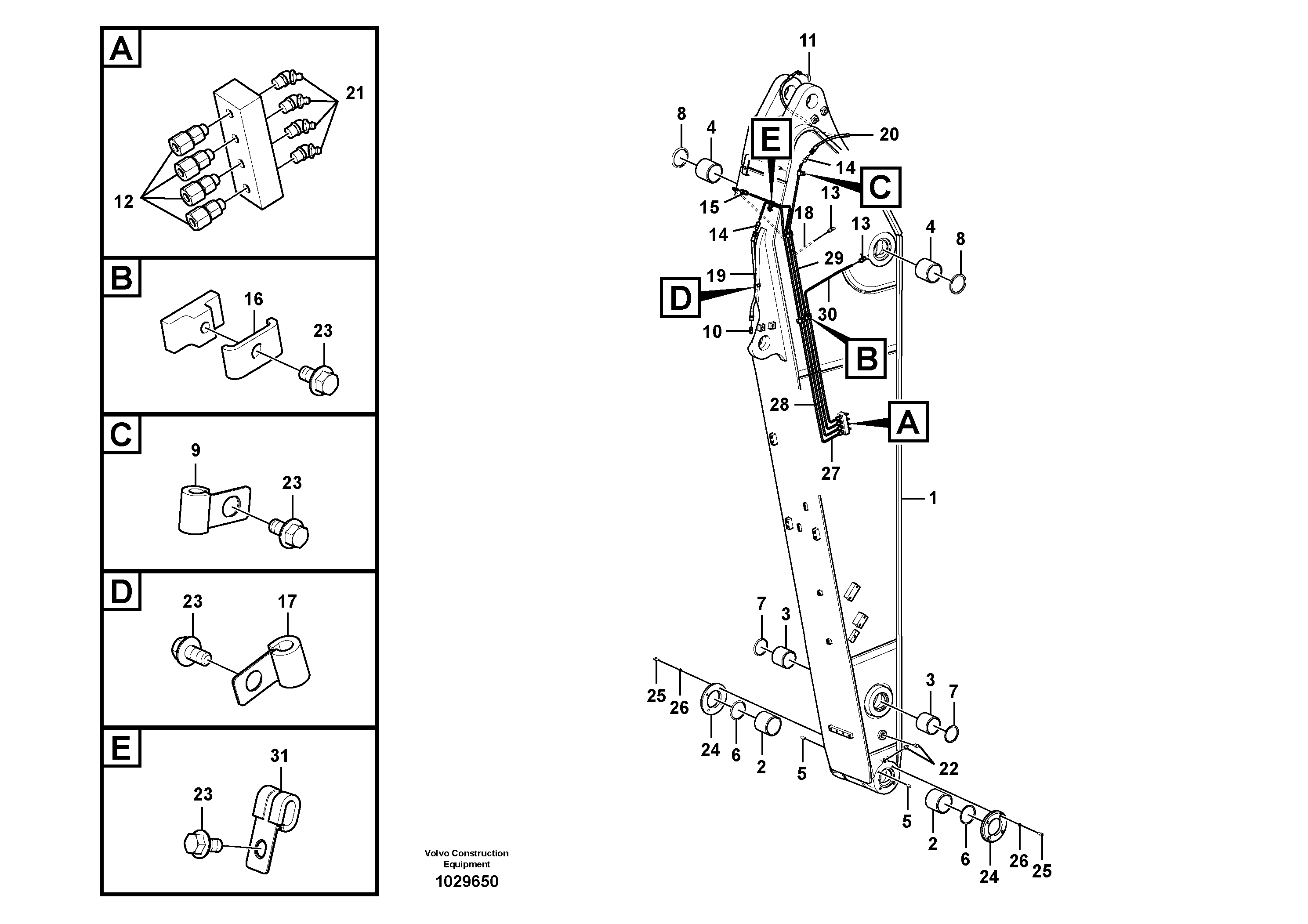 Схема запчастей Volvo ECR305C - 42271 Dipper arm and grease piping with piping seat ECR305C