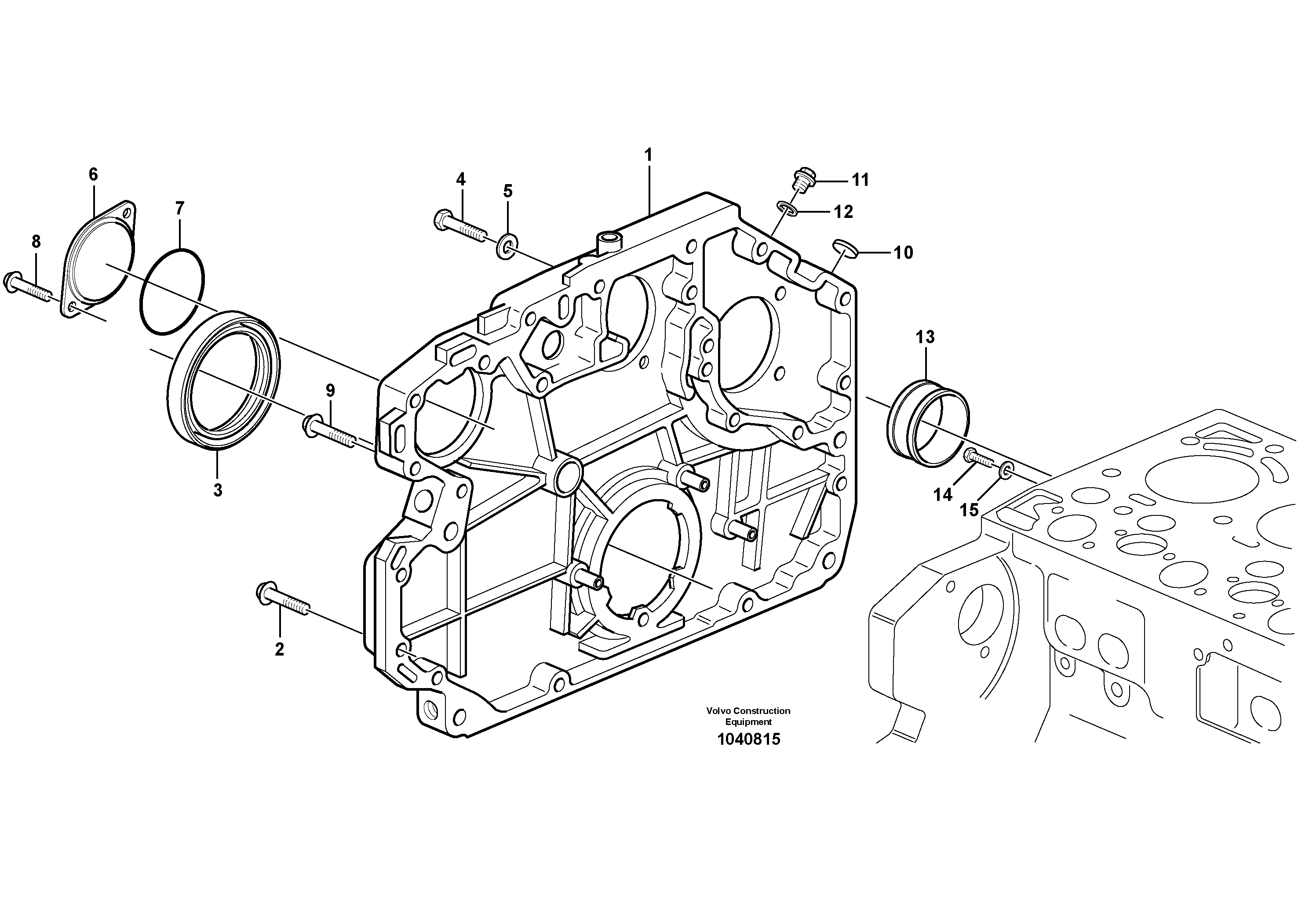 Схема запчастей Volvo ECR305C - 65691 Timing gear casing ECR305C