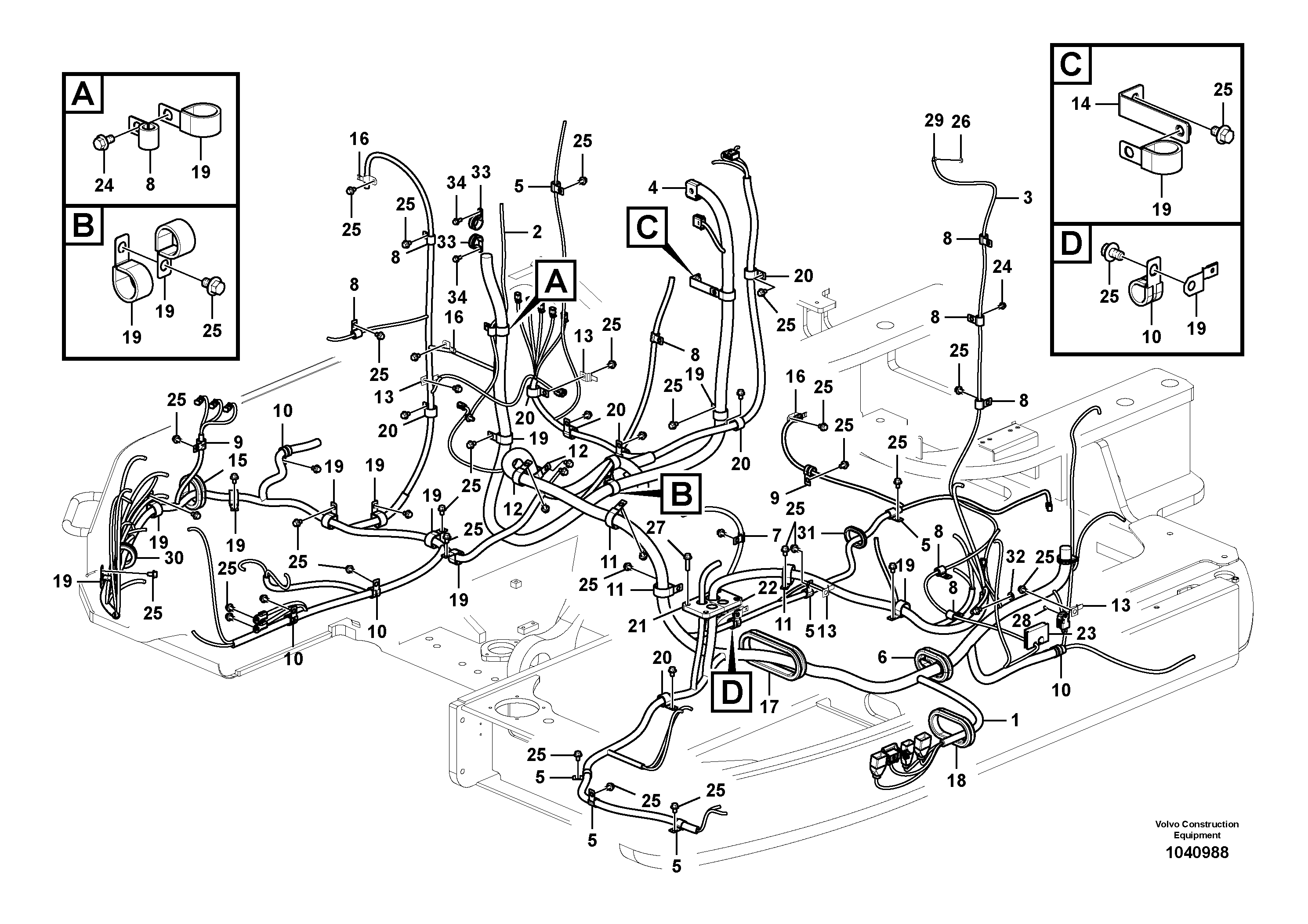 Схема запчастей Volvo ECR305C - 55058 Cable and wire harness, main ECR305C