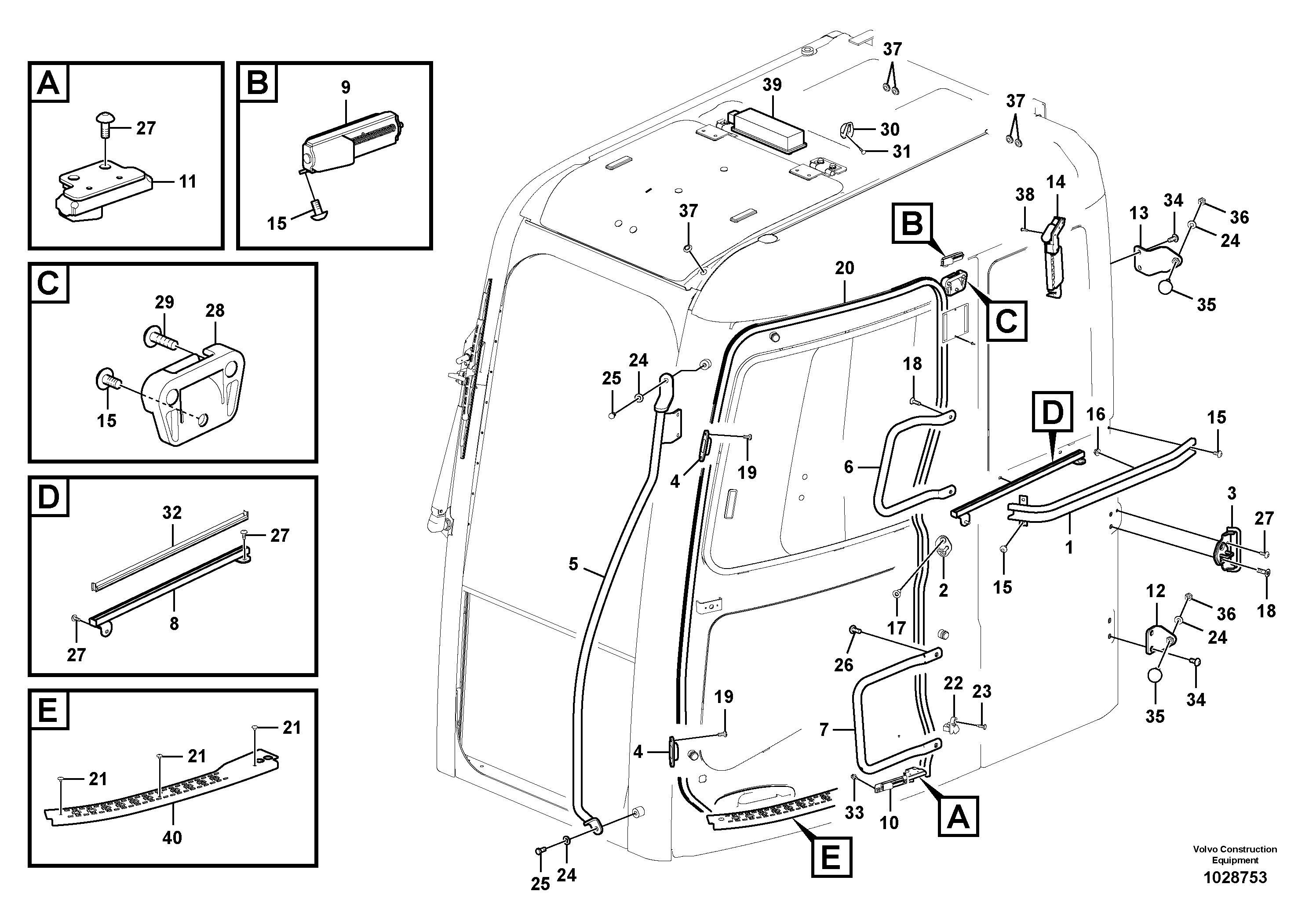 Схема запчастей Volvo ECR305C - 60952 Operators cab ECR305C