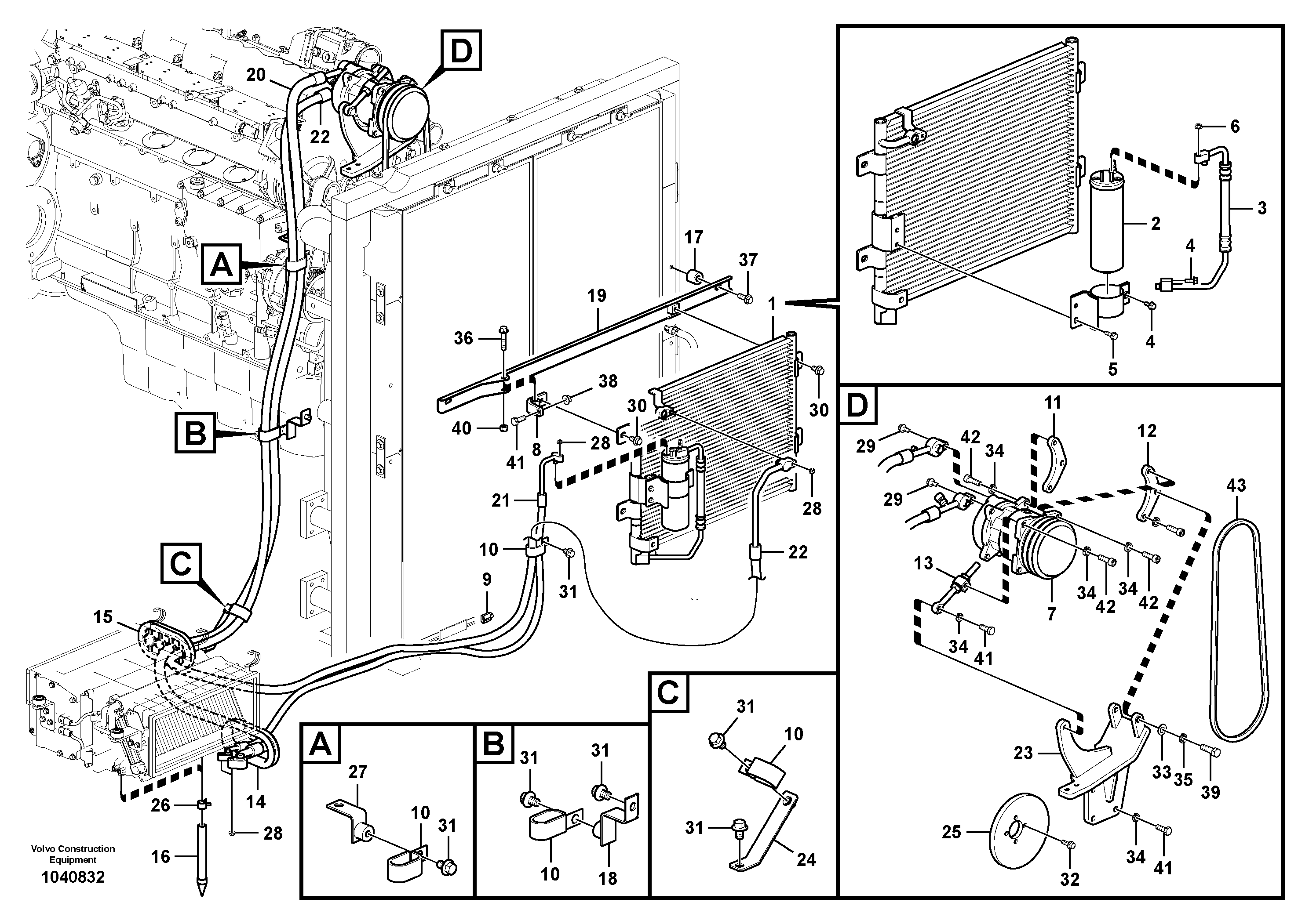 Схема запчастей Volvo ECR305C - 78130 Air conditioning unit line ECR305C