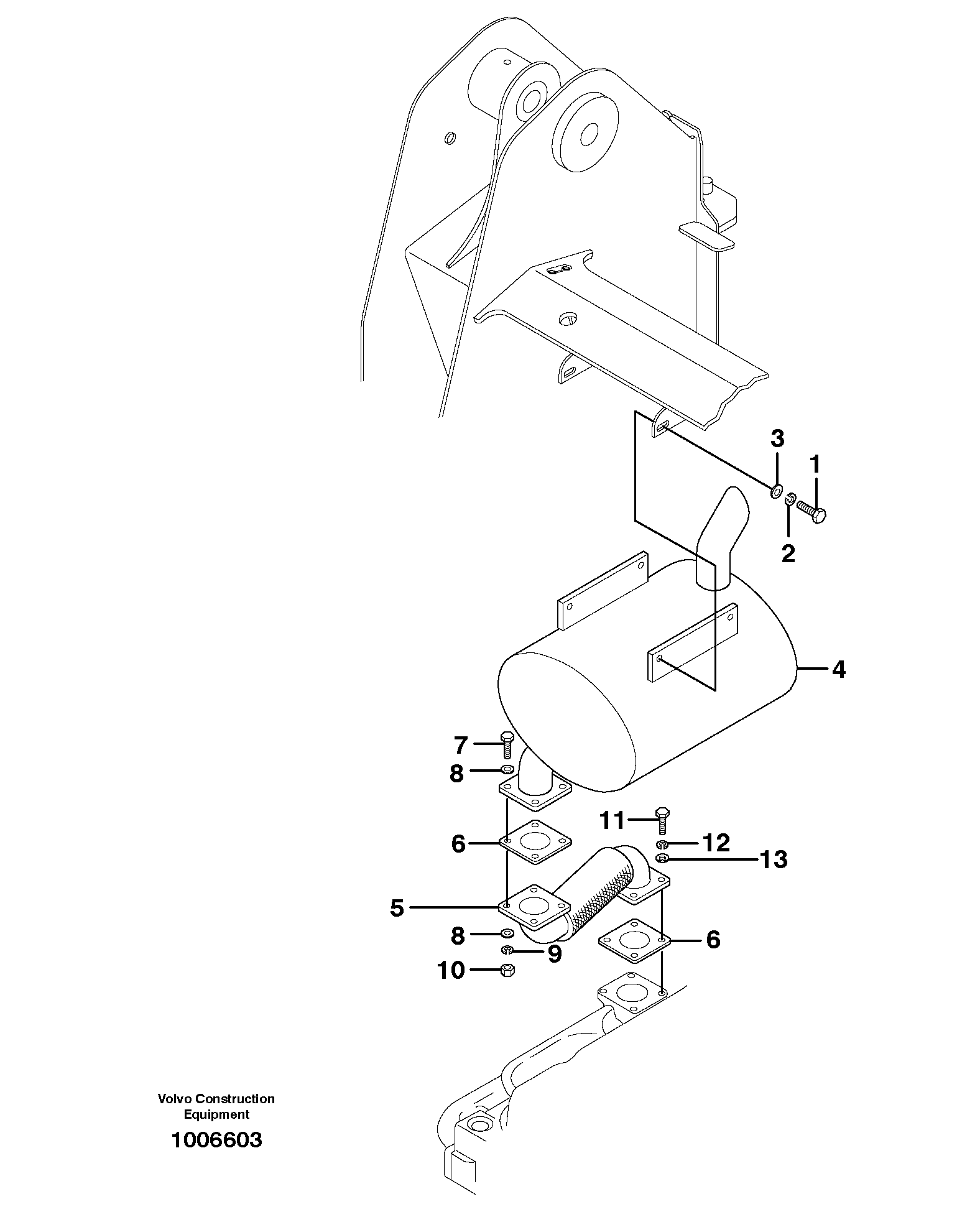 Схема запчастей Volvo MC60 - 8219 Выхлопная система 
