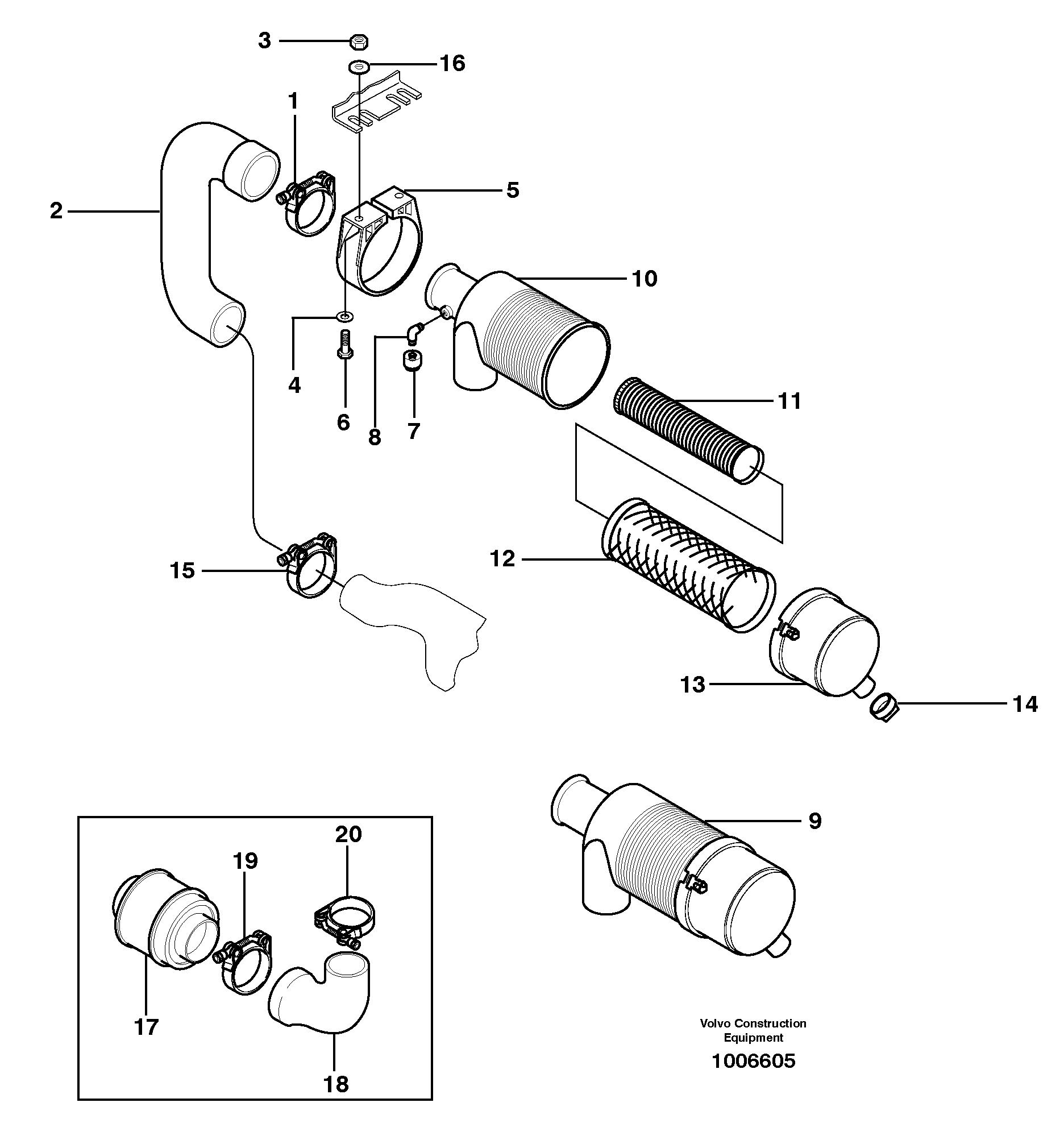 Схема запчастей Volvo MC60 - 96964 Фильтр воздушный 