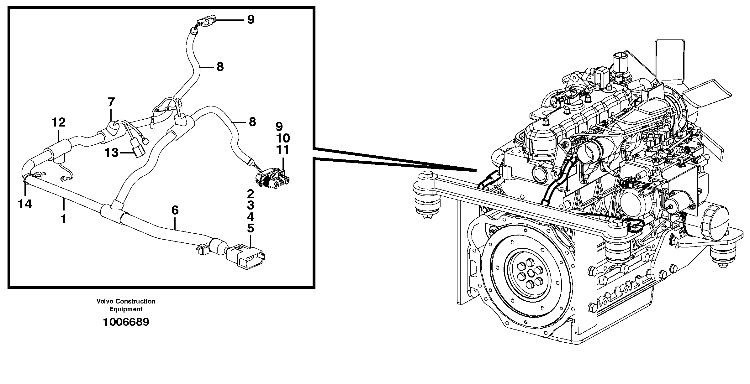 Схема запчастей Volvo MC60 - 15449 Cable harness, engine 