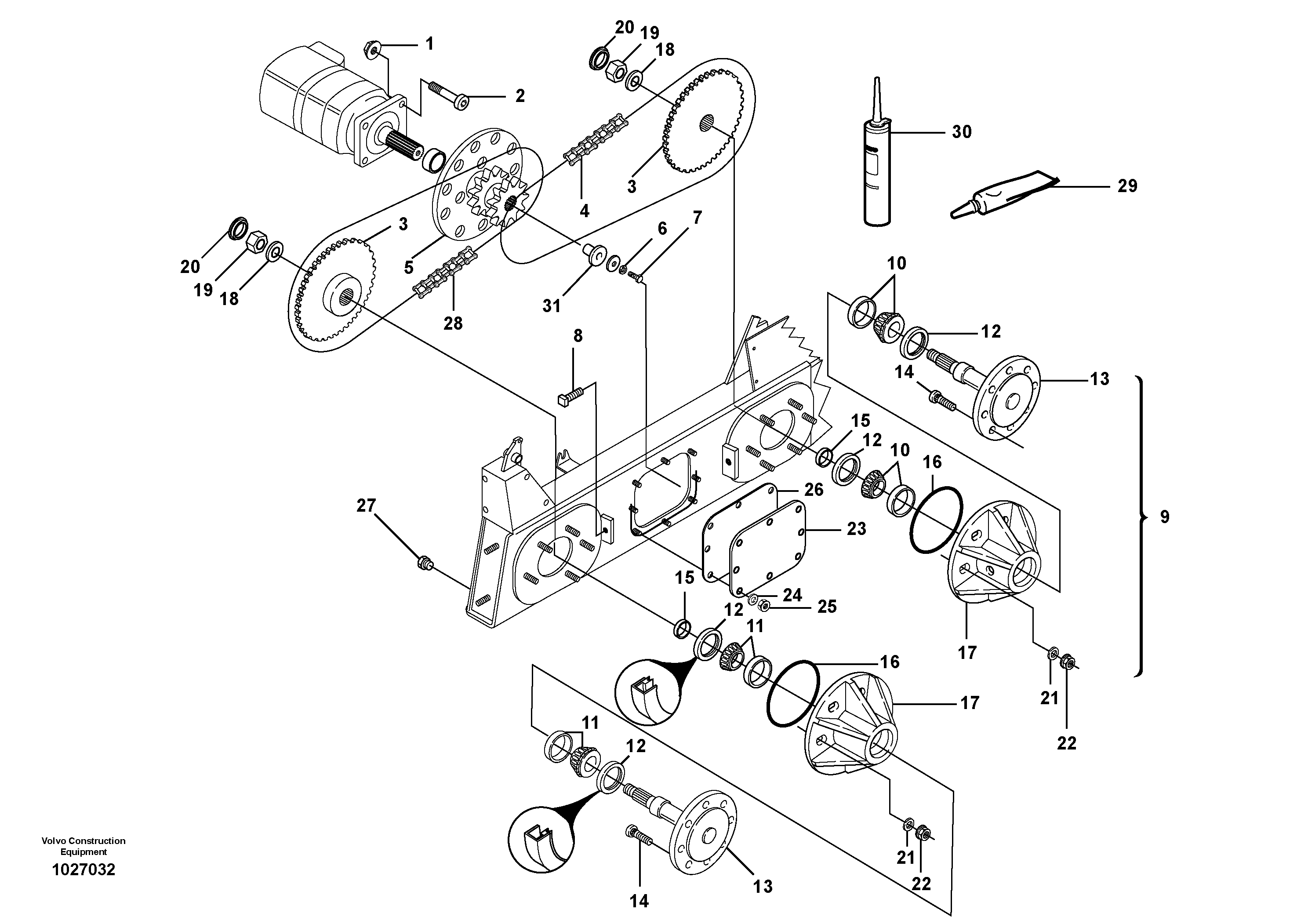 Схема запчастей Volvo MC60 - 99186 Drivetrain components 
