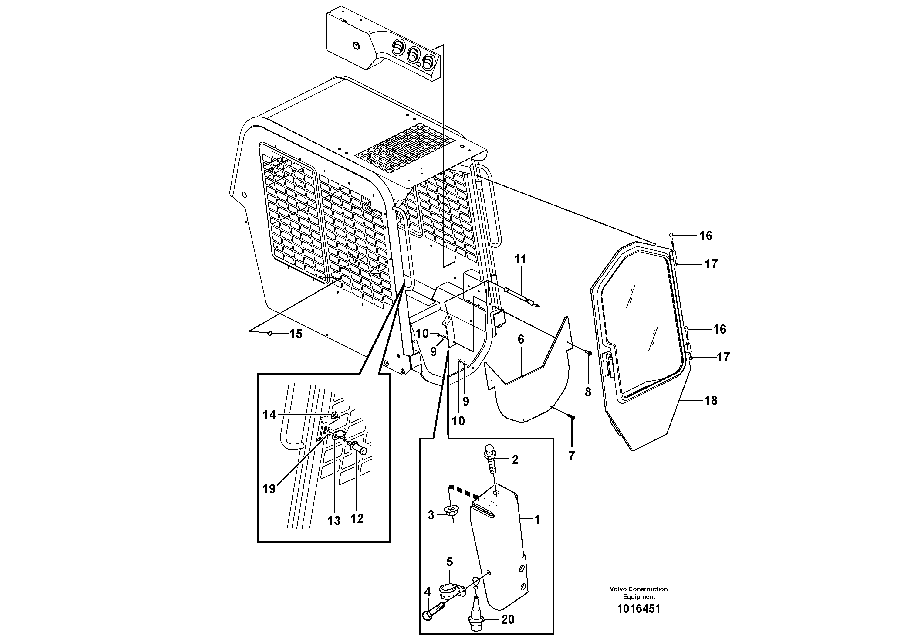 Схема запчастей Volvo MC60 - 7414 Enclosed cab (optional) 