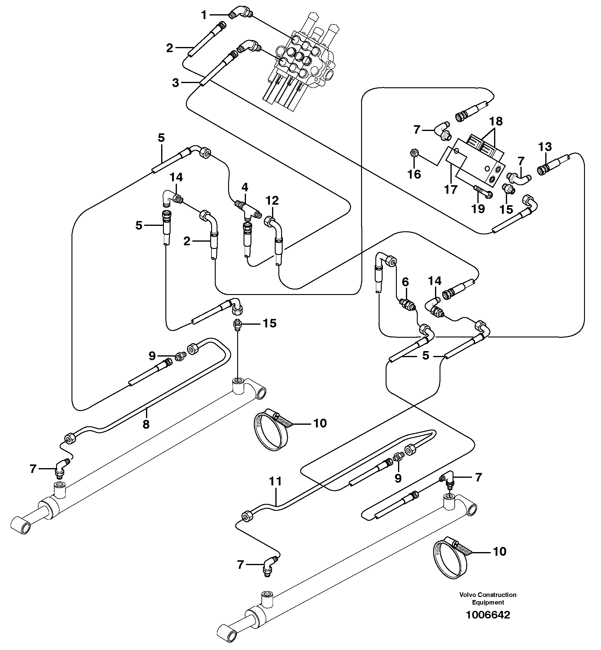 Схема запчастей Volvo MC70 - 10306 Loader arm hydraulic circuit (w/self level valve) 