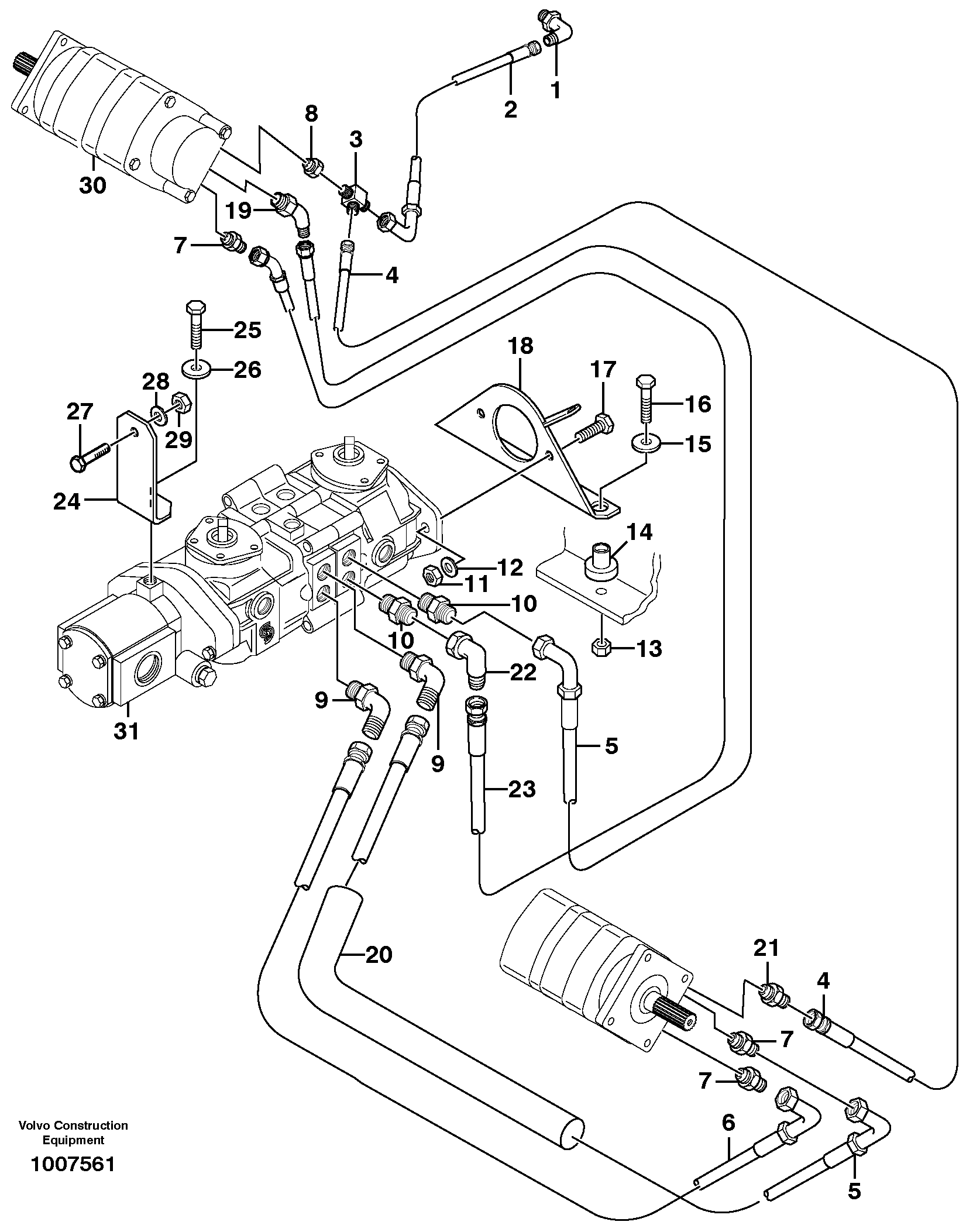Схема запчастей Volvo MC80 - 8025 Hydraulic system Transport 