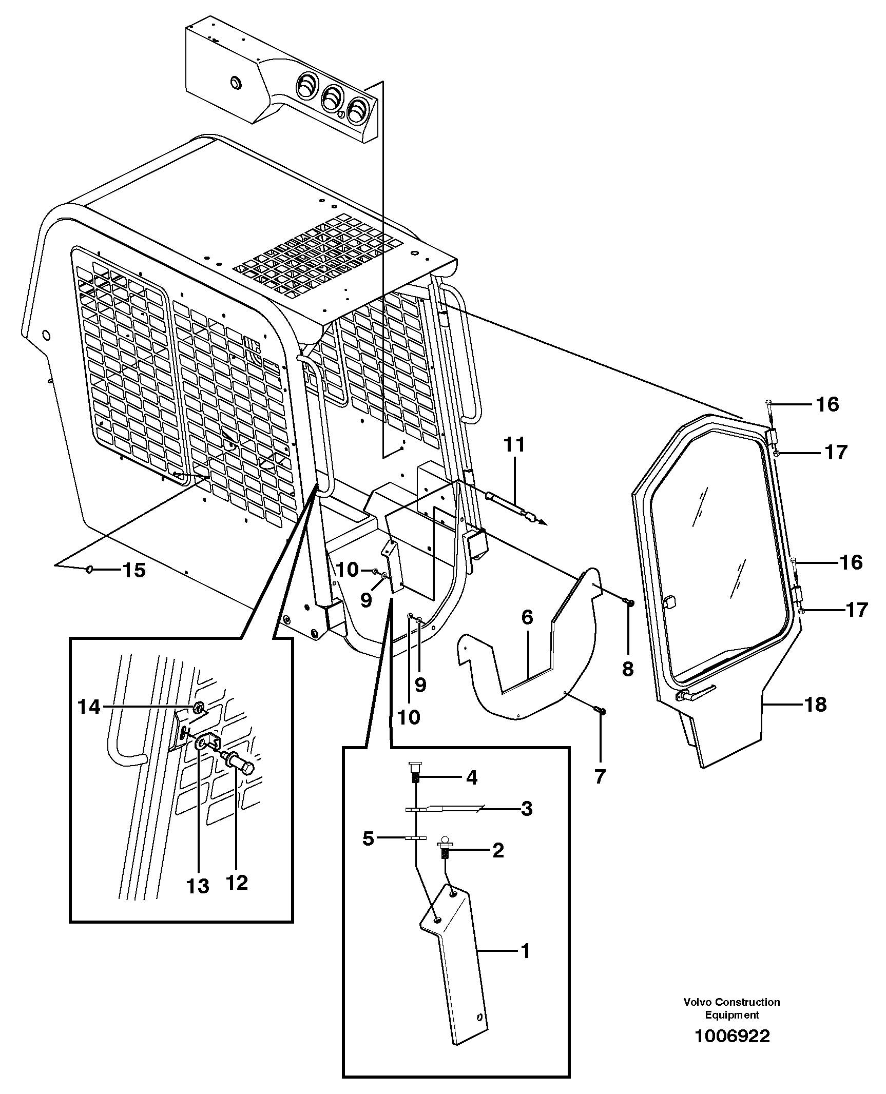 Схема запчастей Volvo MC80 - 8035 Enclosed cab (optional) 