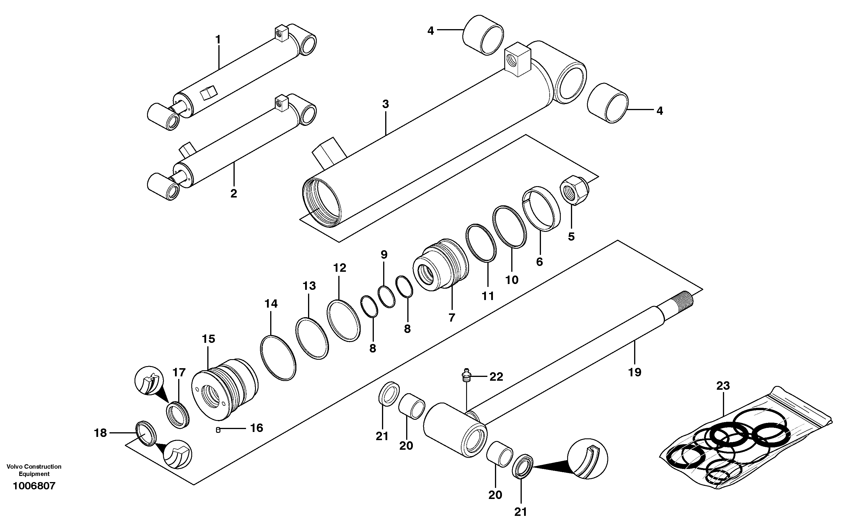 Схема запчастей Volvo MC110 - 23365 Hydraulic cylinder, tilting 