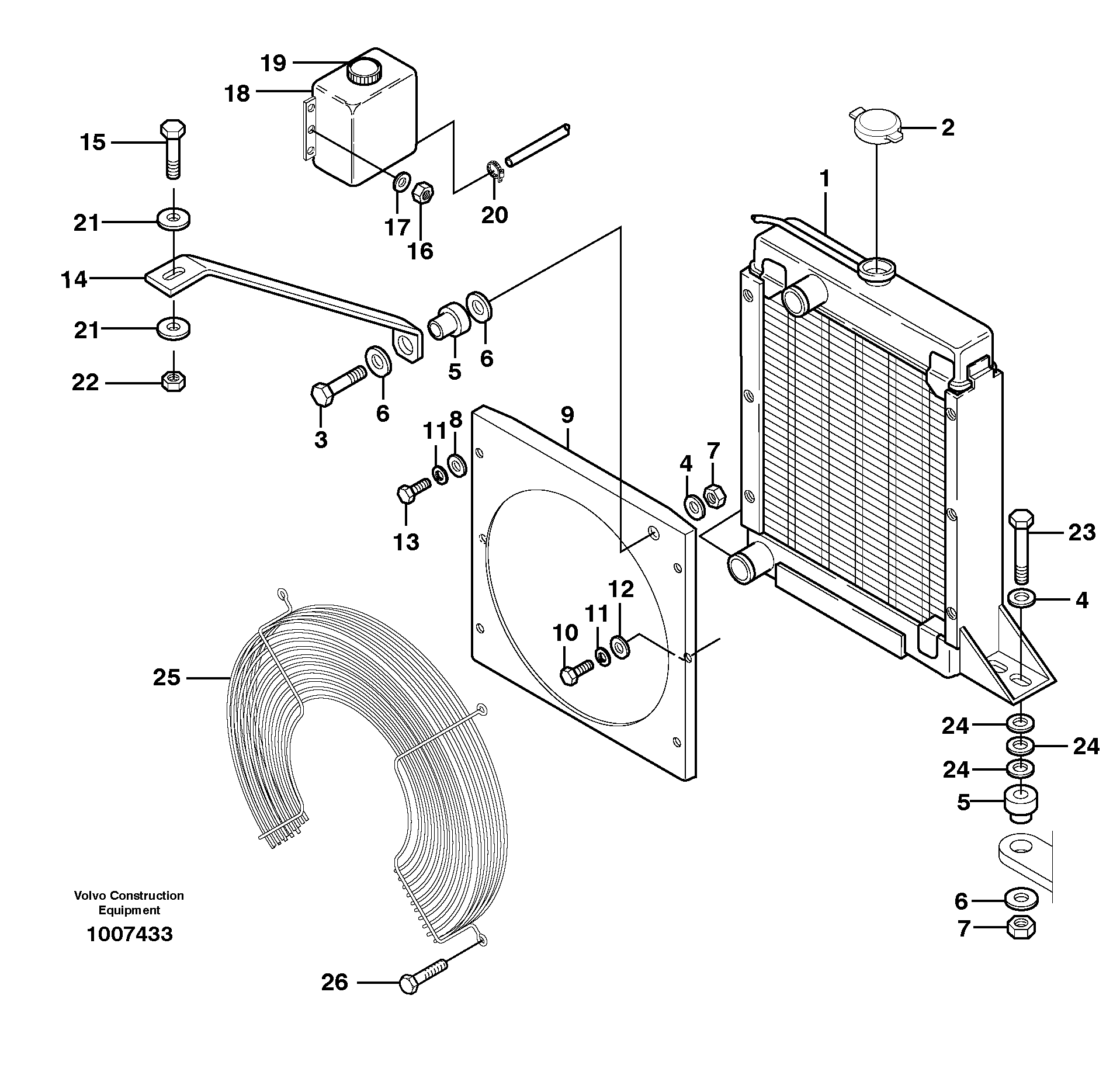 Схема запчастей Volvo MC110 - 71112 Radiator mounting 