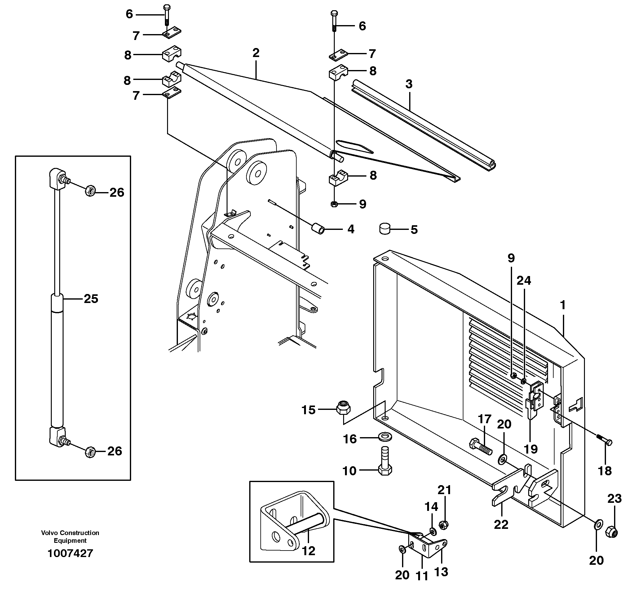 Схема запчастей Volvo MC110 - 69932 Дверь задняя и крышка двигателя 