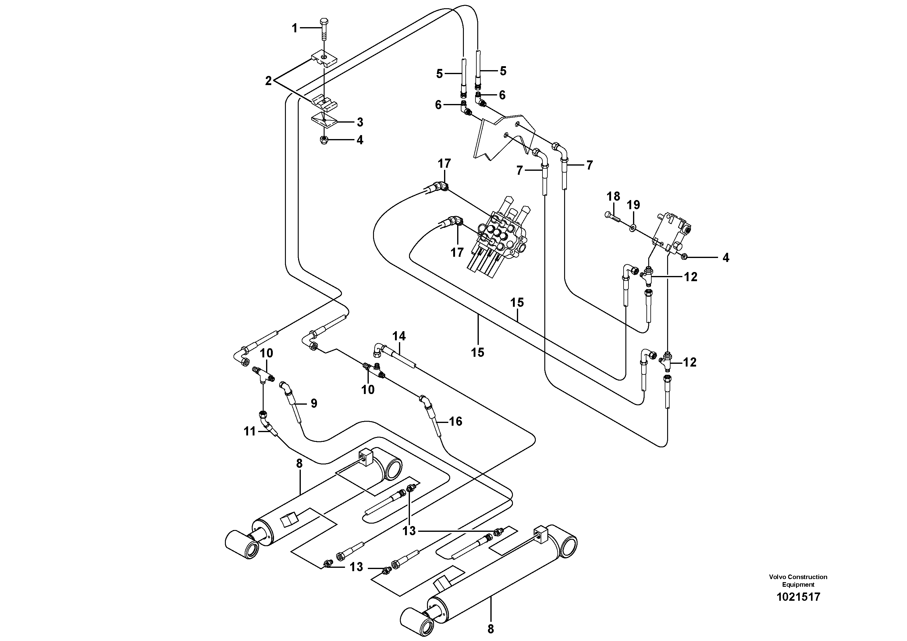 Схема запчастей Volvo MC60B - 53027 Attachment tilt hydraulic circuit MC60B