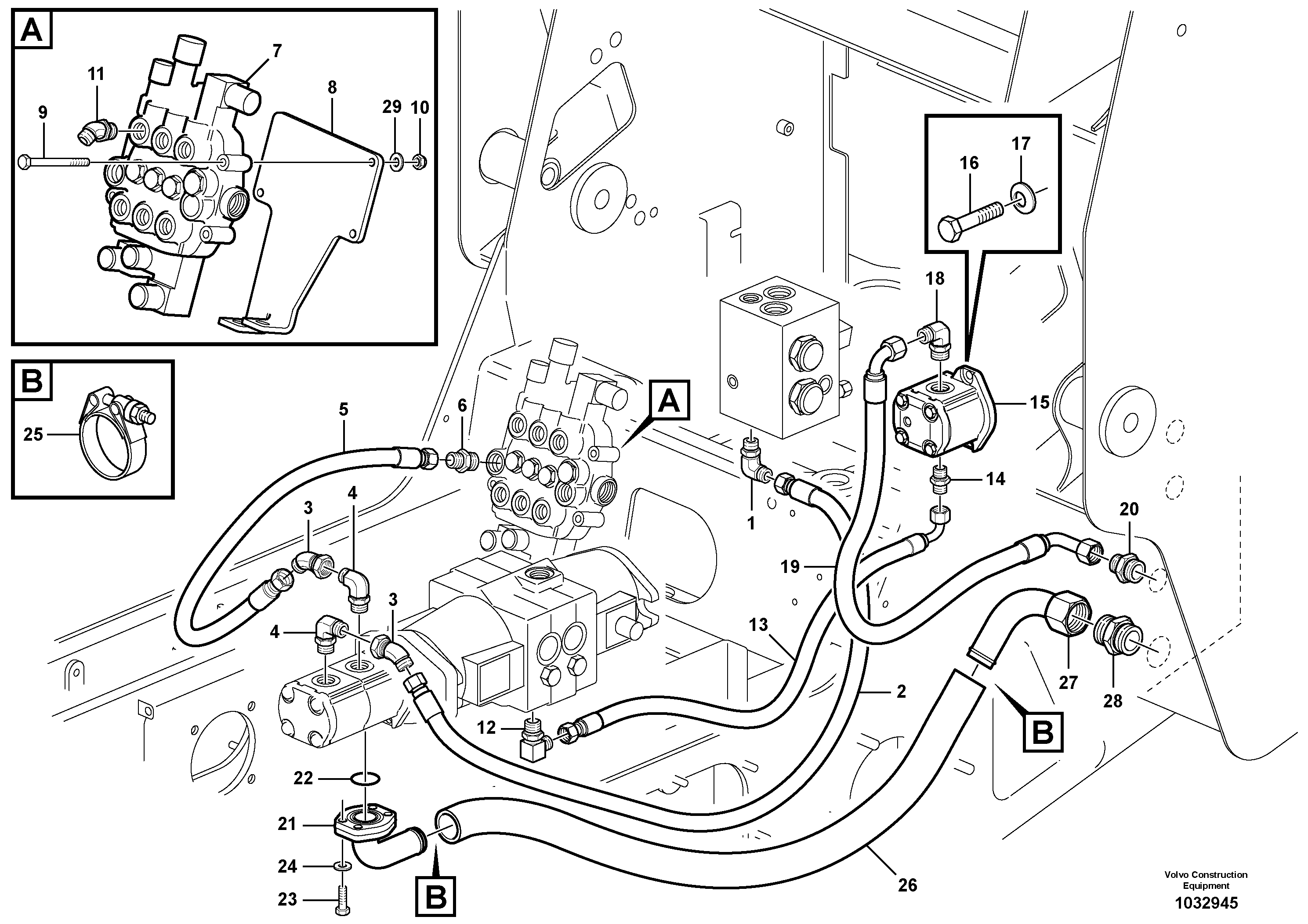 Схема запчастей Volvo MC70B - 60048 Supply hydraulic circuit MC70B