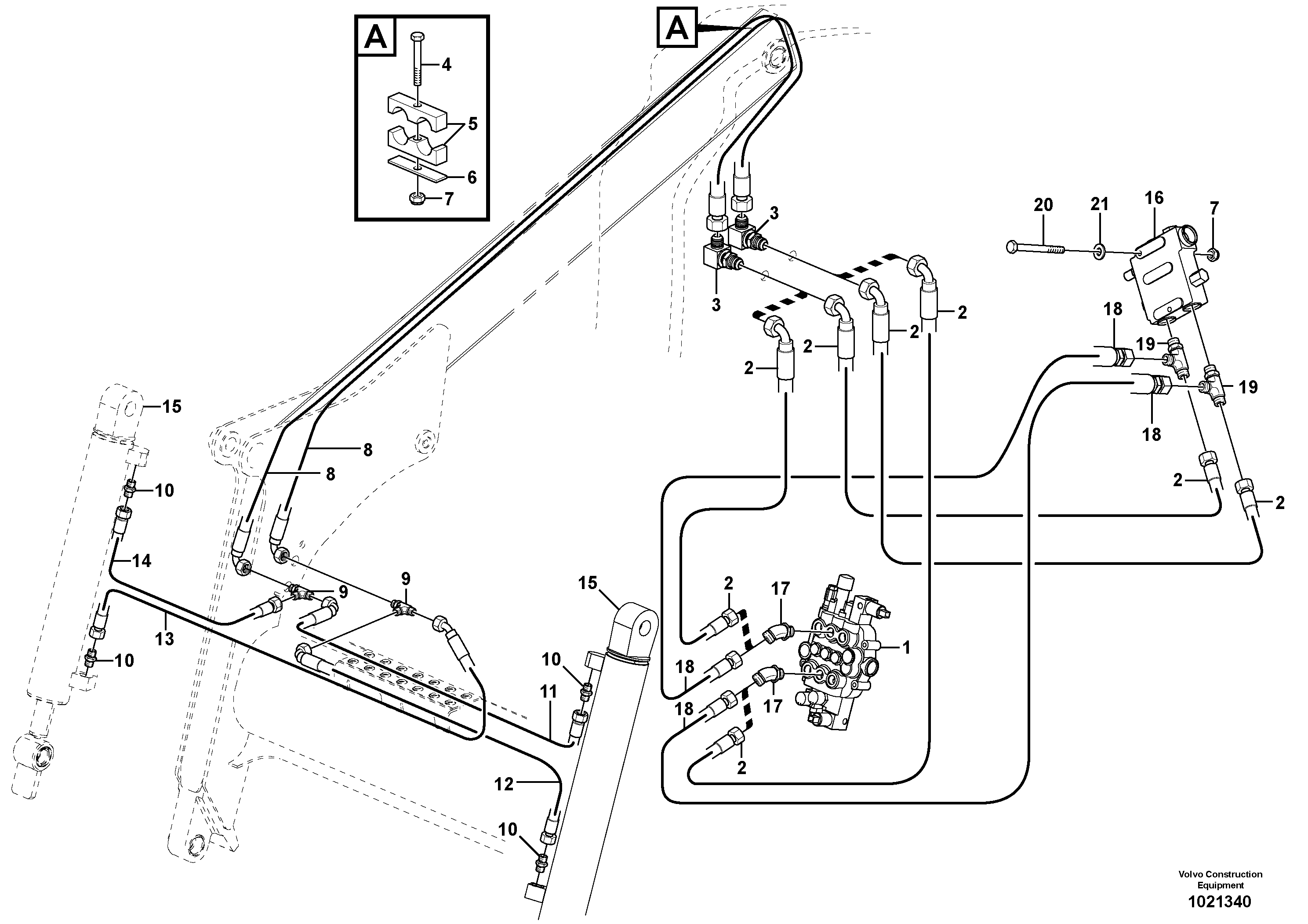 Схема запчастей Volvo MC70B - 60053 Attachment tilt hydraulic circuit MC70B
